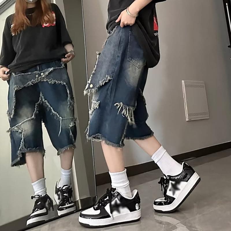 OTEEGX Y2K Baggy Jean Shorts for Women Men Summer Denim Grunge Clothing