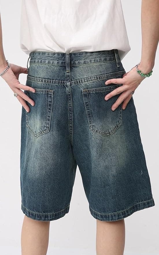 CUTEGAL Unisex Mid Rise Denim Jorts Wide Leg Casual Pants