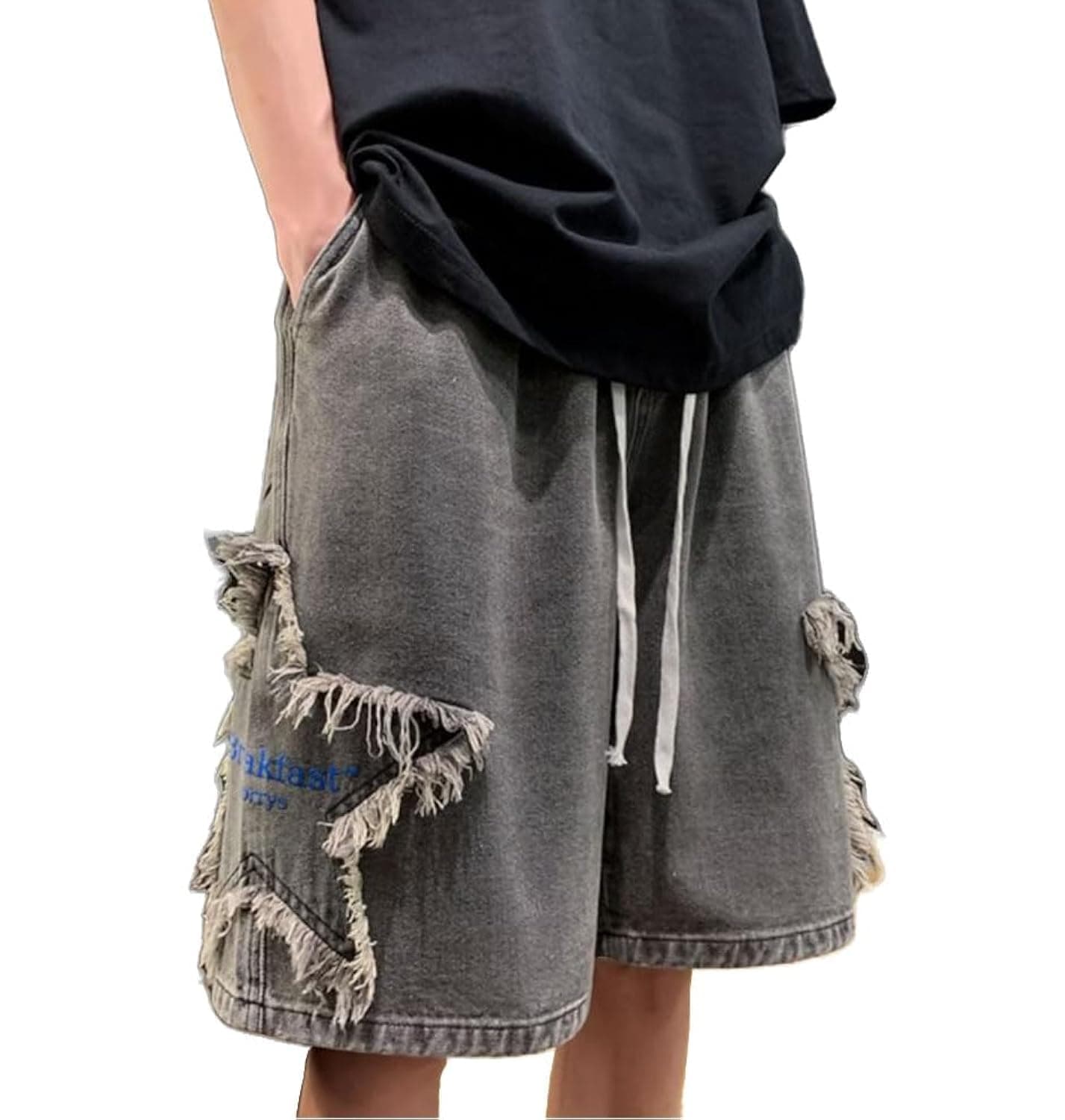 OATSBAS Men's Y2K Star Patchwork Denim Shorts