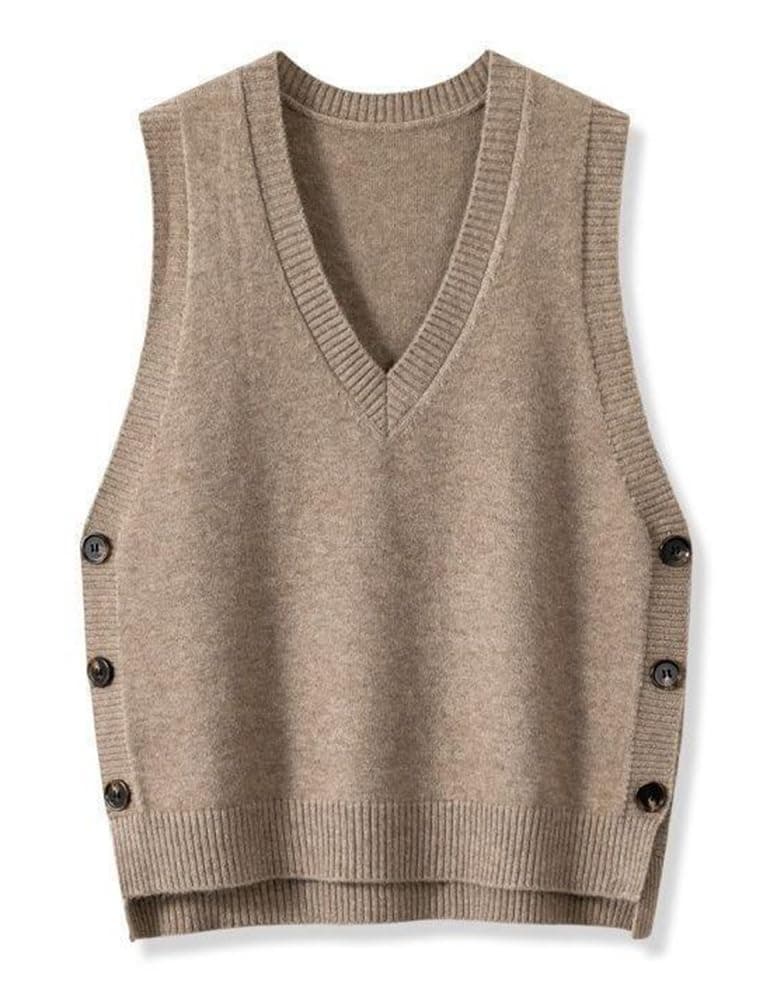 IDEALSANXUN Women's Sleeveless V-Neck Knit Pullover Sweatshirt Vest