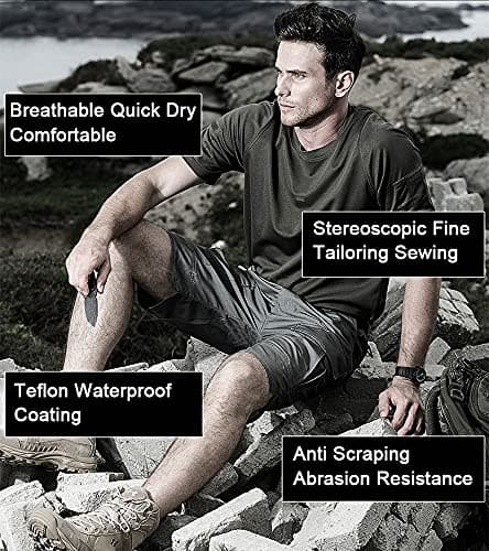 YAXHWIV Men's Lightweight Waterproof Cargo Shorts with Pockets