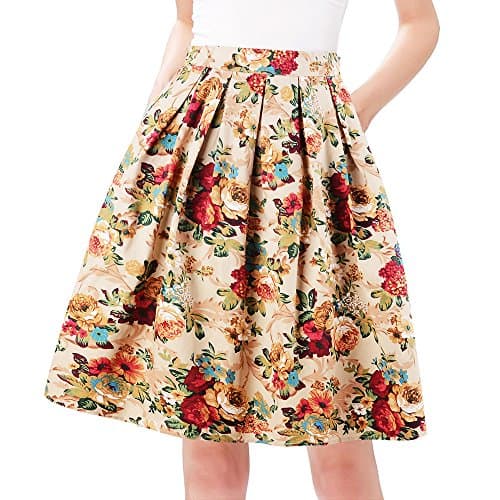 Taydey Vintage Pleated A-Line Skirts for Women — Golden Flower