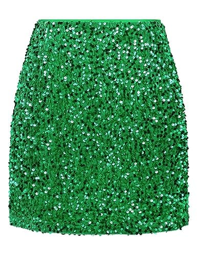 Sequin Mini Skirt for Women Trendy 2023 — Green