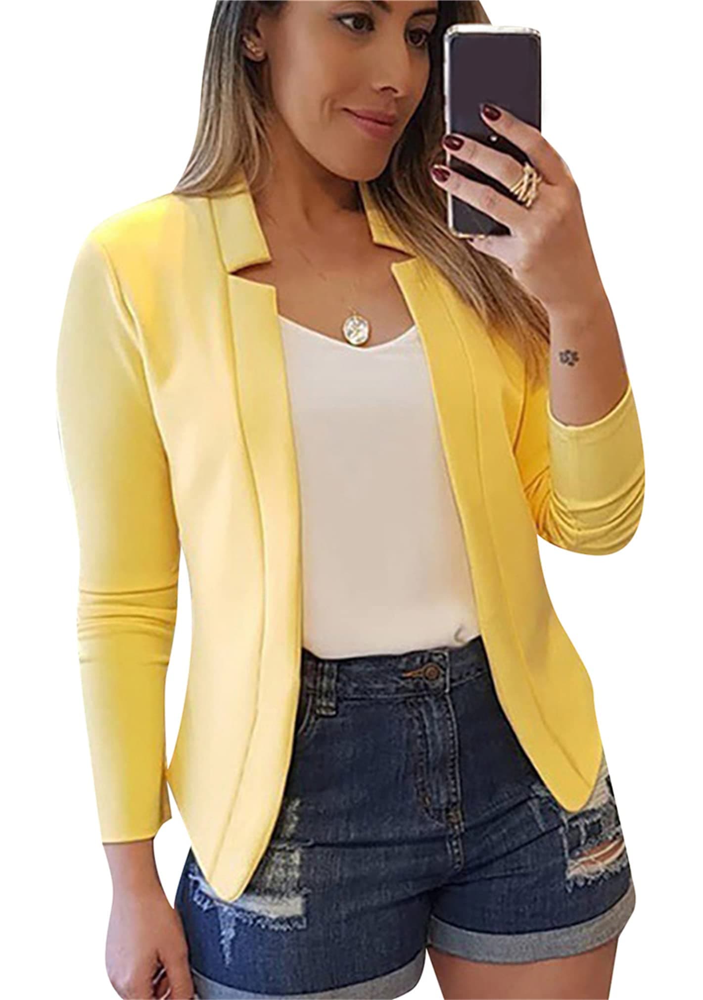 BOFETA Women's Lightweight Long Sleeve Open Front Business Blazer