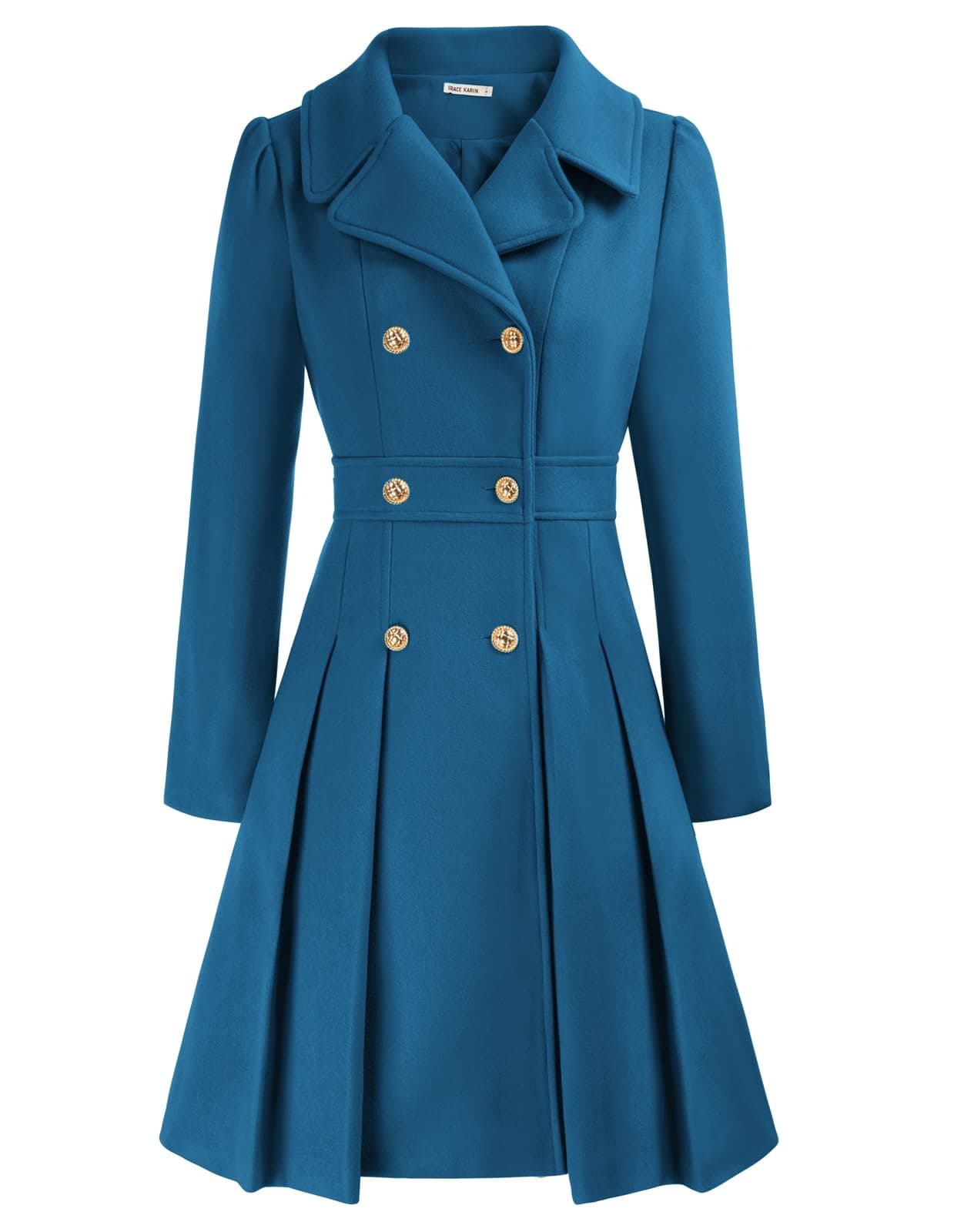 GRACE KARIN Women's Trench Coat Notch Lapel Double Breasted Pea Coat Jacket