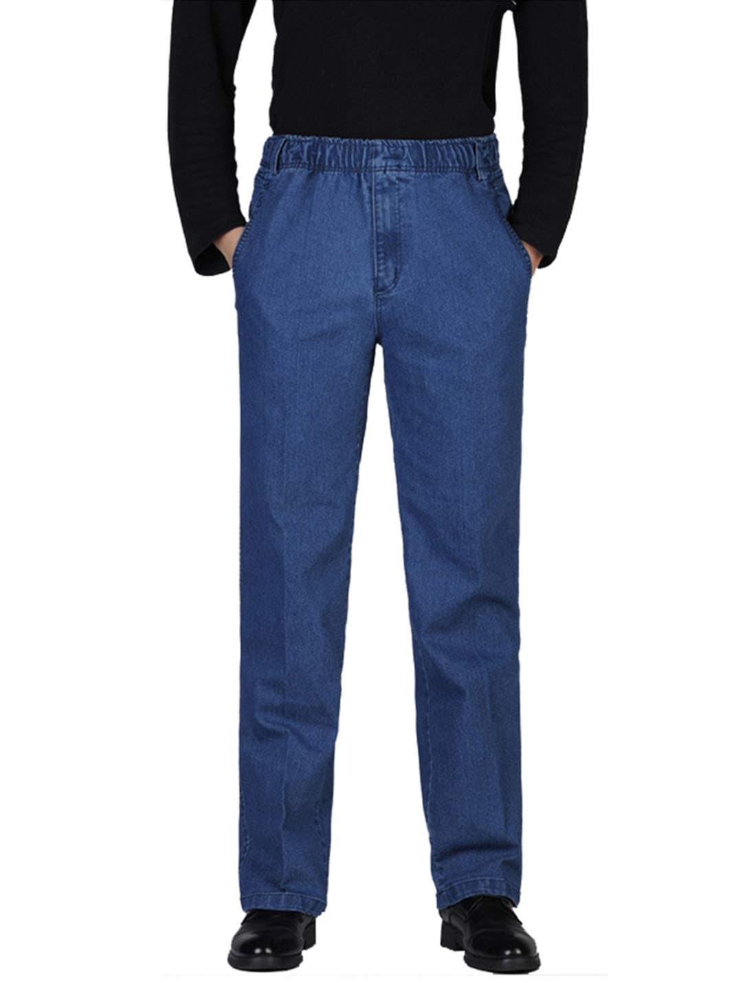 Men's Elastic Waist Denim Jeans for Casual Comfort