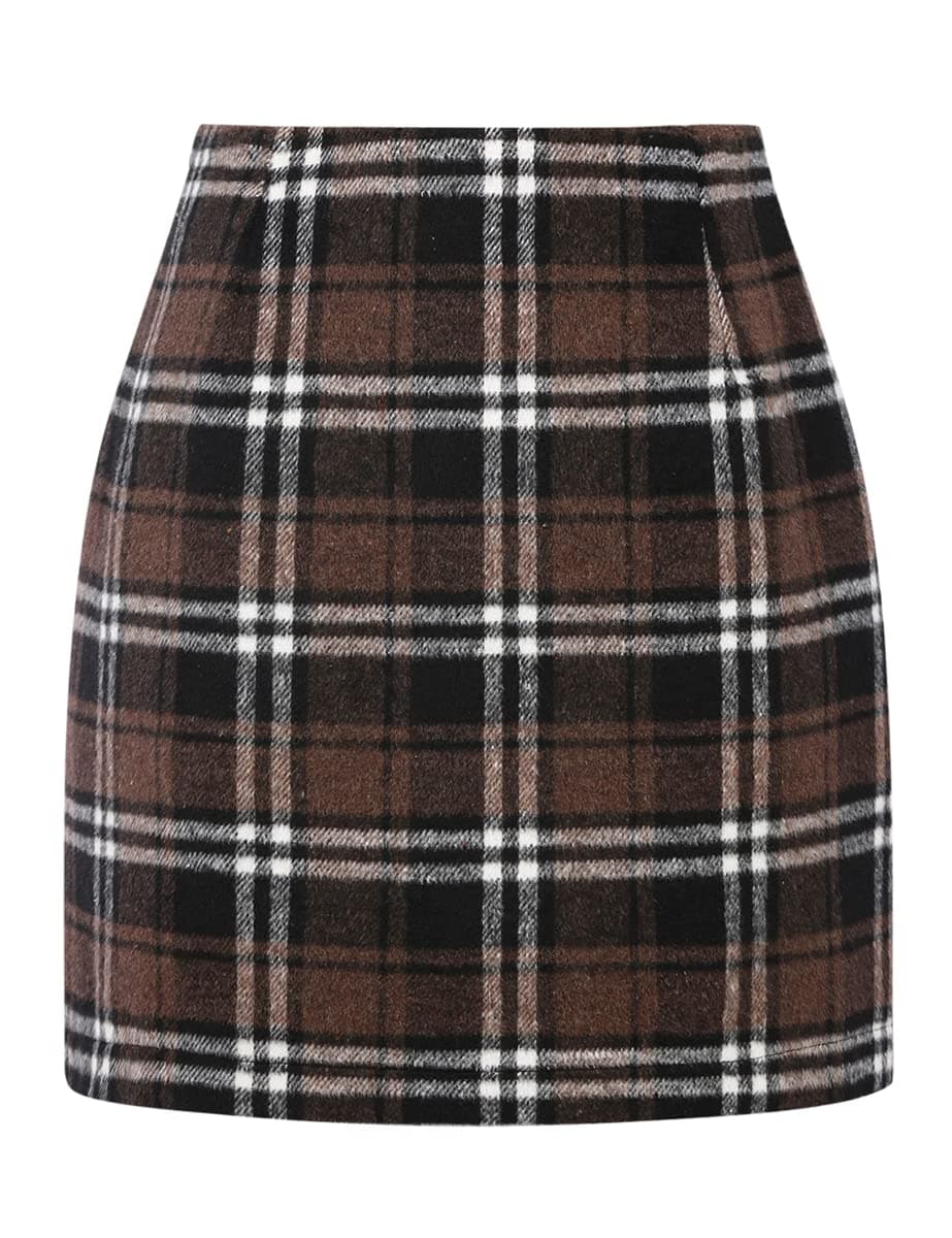 IDEALSANXUN Women's High Waist Plaid Bodycon Mini Skirt