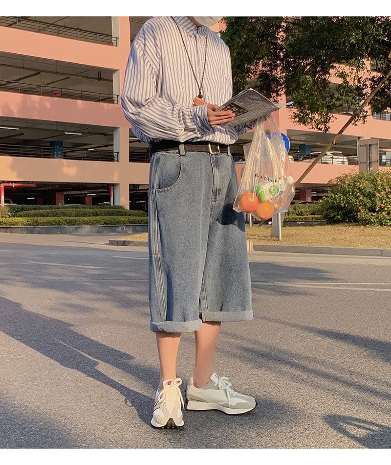 POHADON Y2K Aesthetic Baggy Jeans Shorts Vintage Grunge Streetwear Unisex
