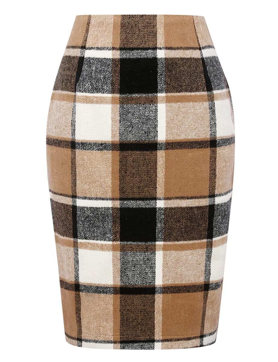 2024 Fall/Winter Plaid Midi Skirt for Women