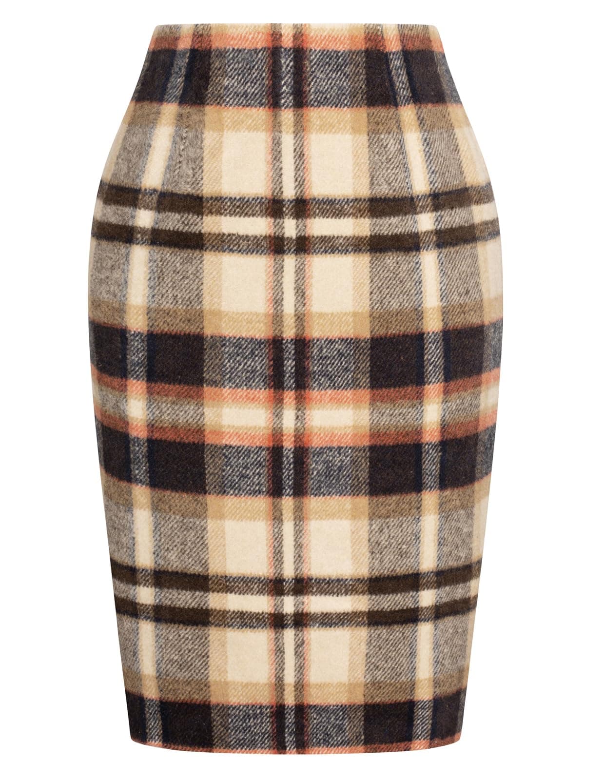 Womens Wool Plaid Pencil Skirt for Fall and Winter - Targeting women shoppers.