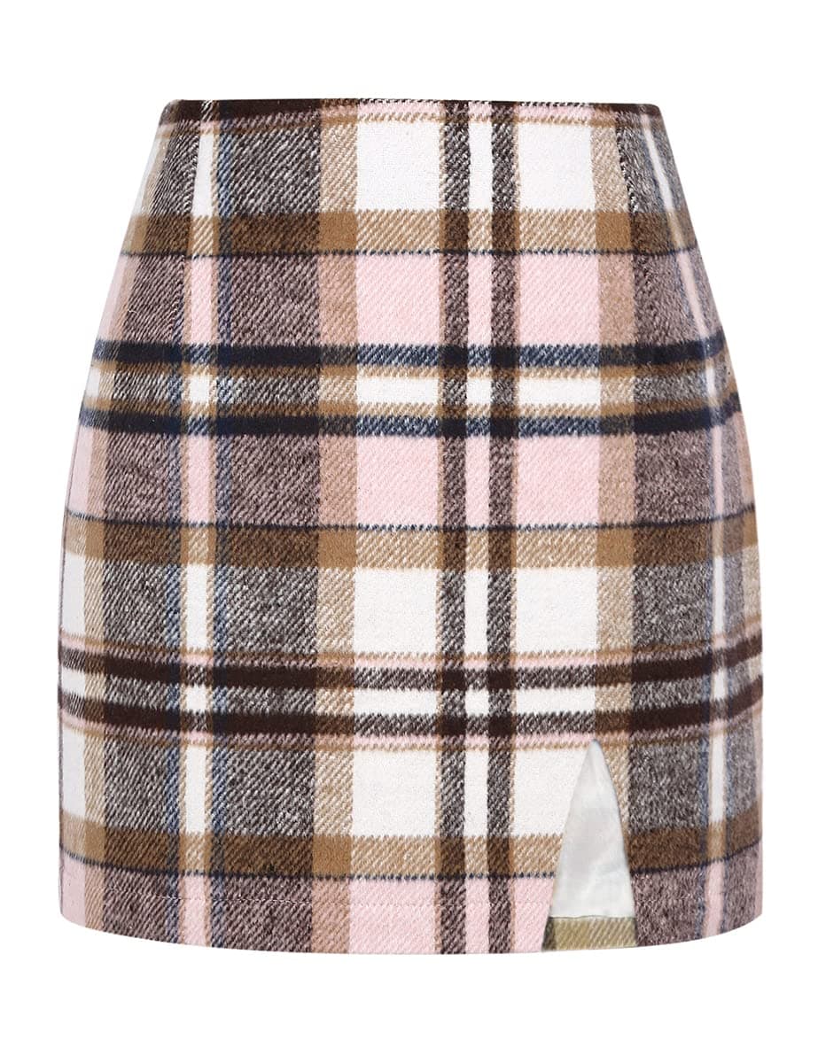 Plaid Mini Skirts for Women - High Waisted Wool Pencil Skirts