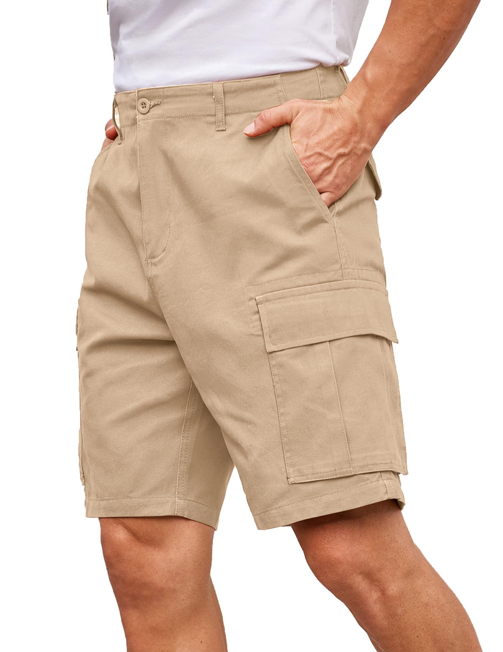 COOFANDY Men's Relaxed Fit Cotton Casual Shorts with Multi Pockets