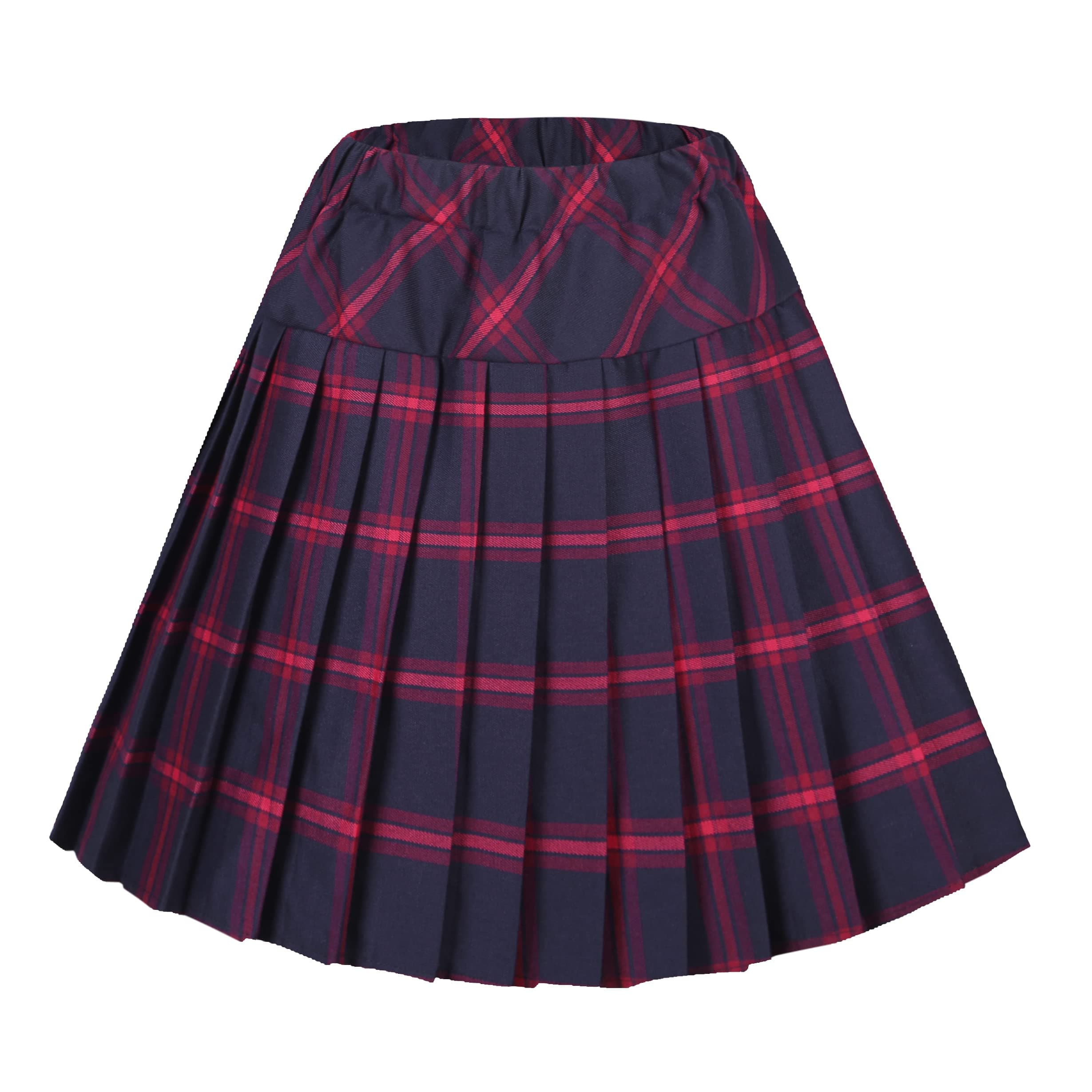 Urban CoCo Women's Elastic Waisted Tartan Pleated School Skirt