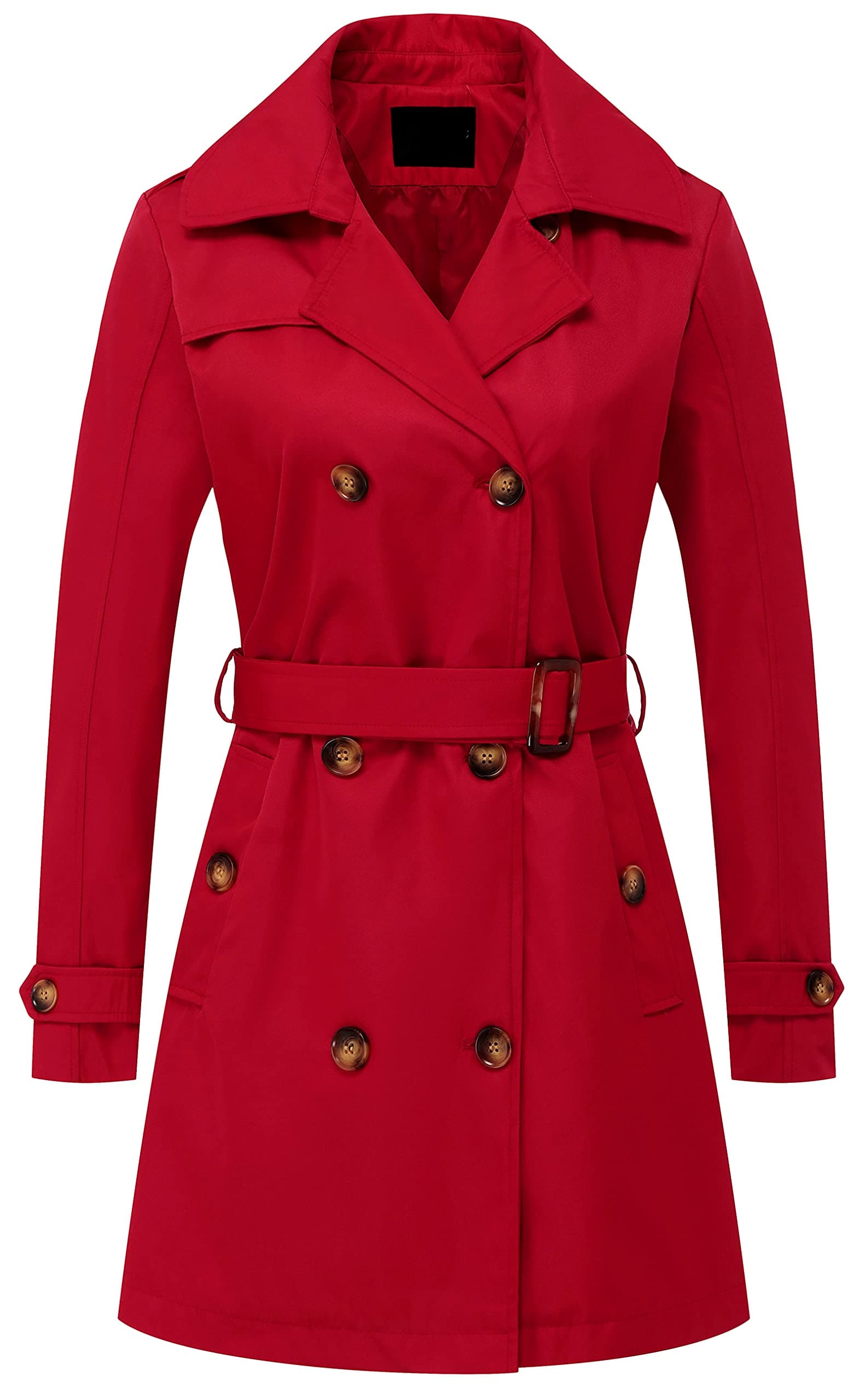 Chrisuno Women's Mid-Length Double Breasted Trench Coat with Hood
