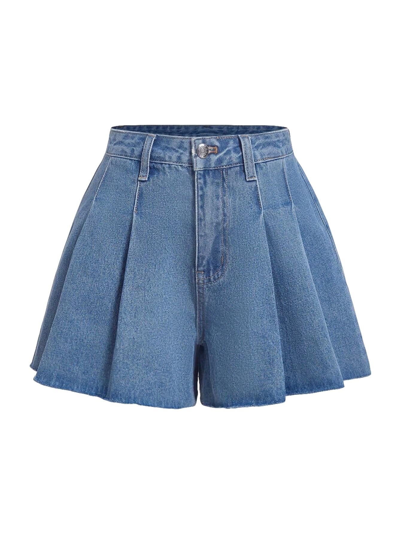 High Waisted Wide Leg Denim Shorts