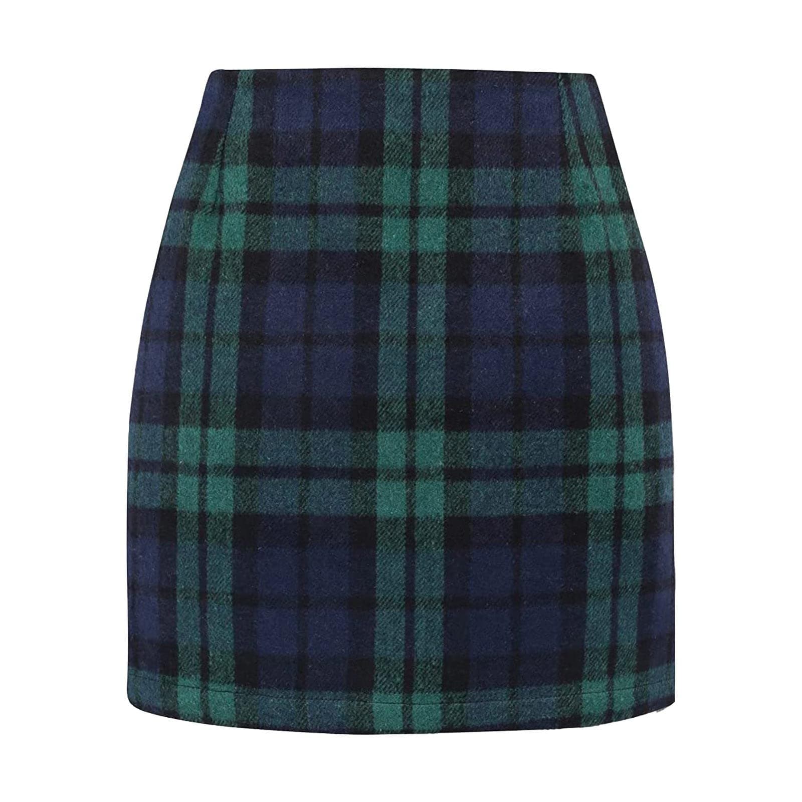 Elegant Wool Plaid Skirt HighWaisted Casual FallWinter Hip Cover