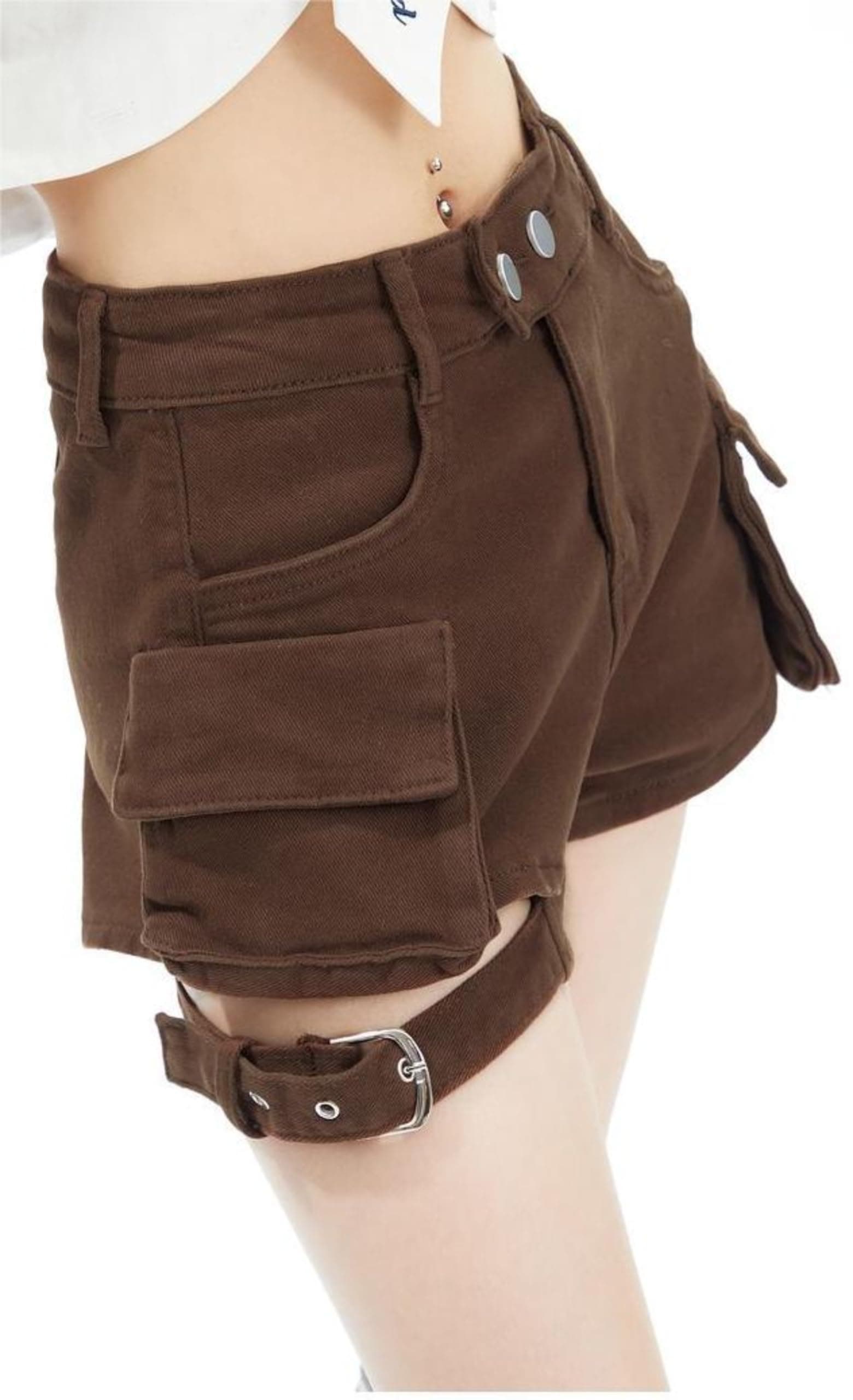IDEWO Women's Denim Cargo Shorts - Y2k Vintage Grunge Goth