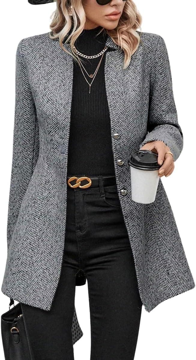 Yoeasy Women's Mid-Length Wool Blend Pea Coat