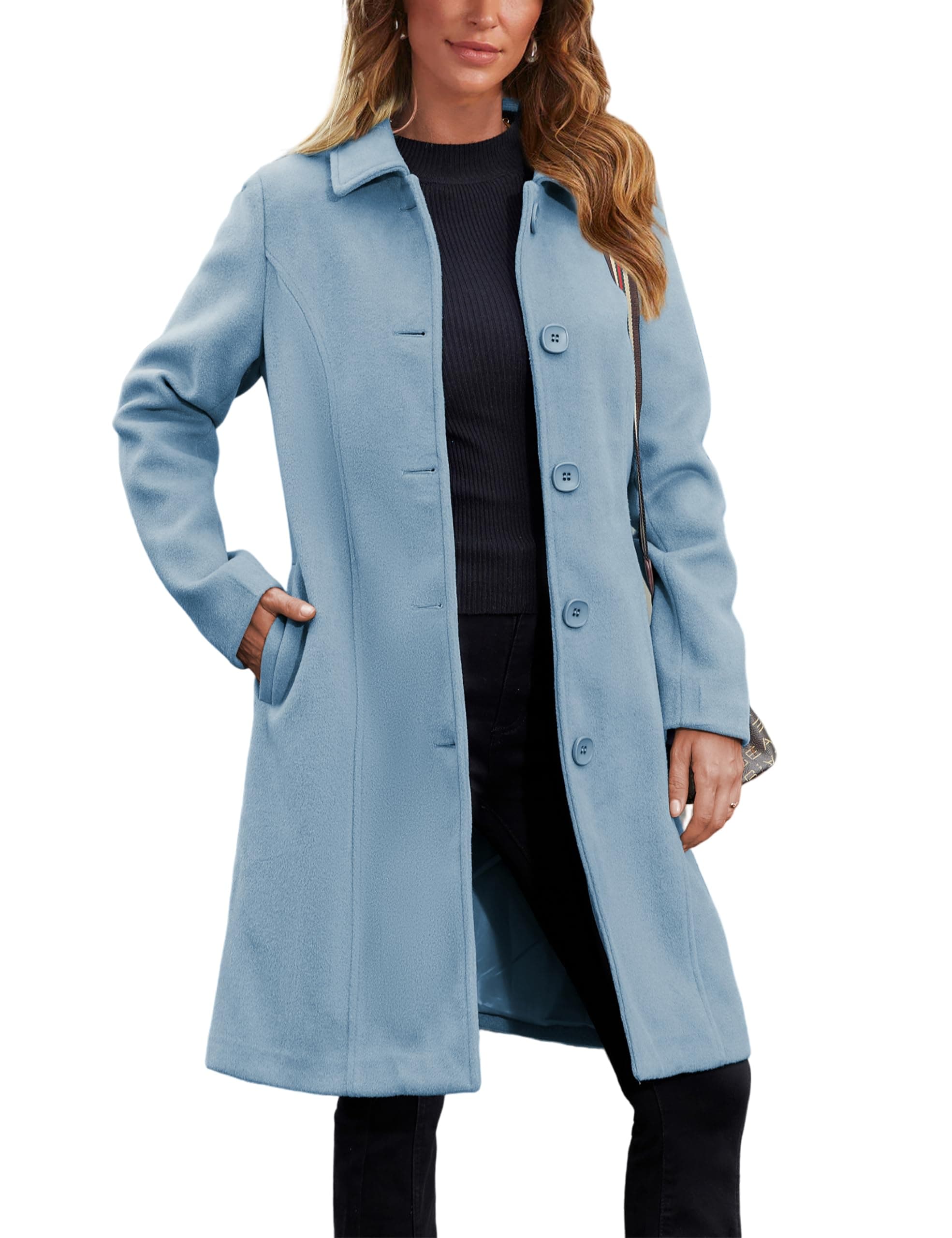 UANEO Women's Faux Wool Peacoat Long Trench Coatwinteribilidad