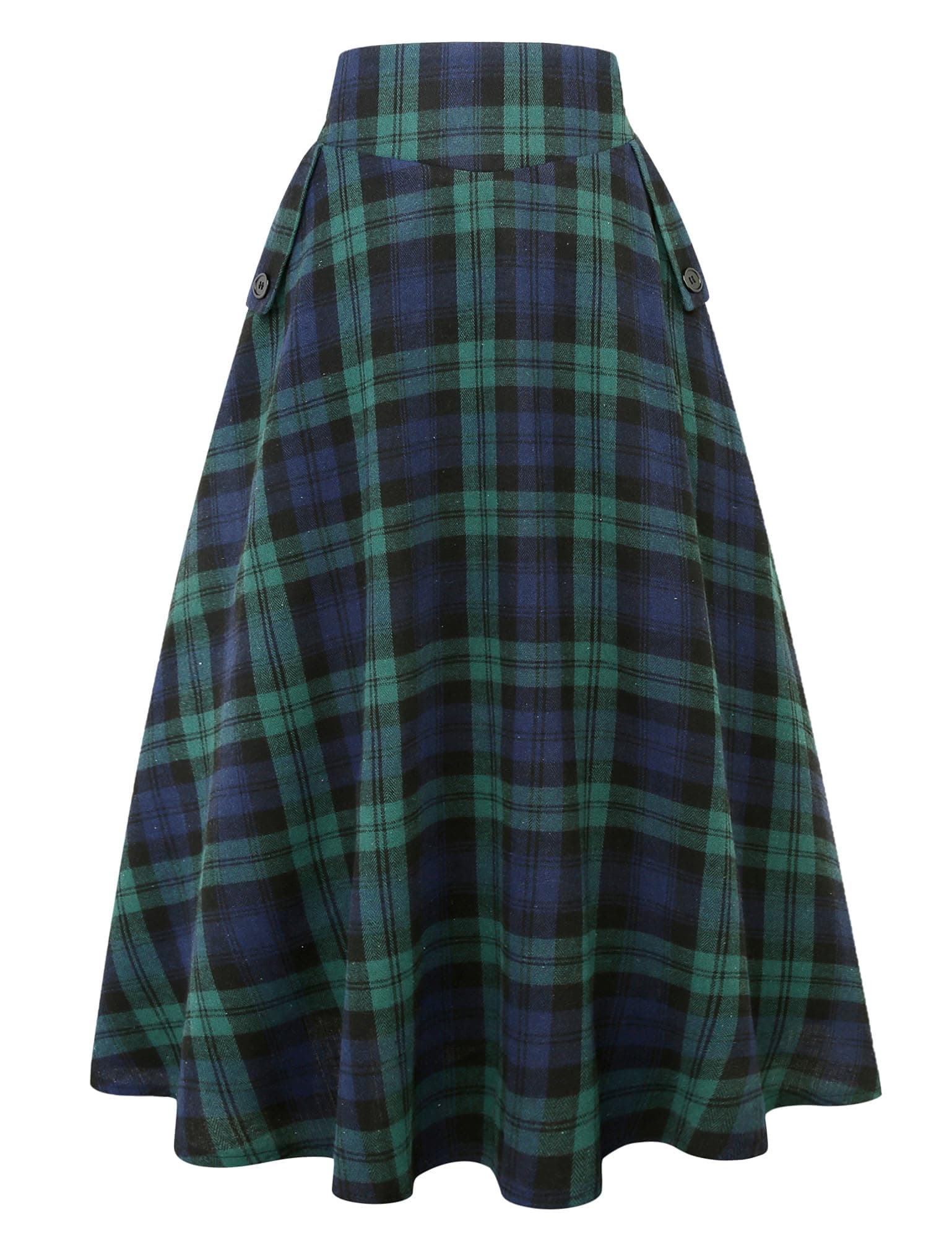 Women's Plaid High Waisted A Line Maxi Skirt with Pockets for Fall/Winter