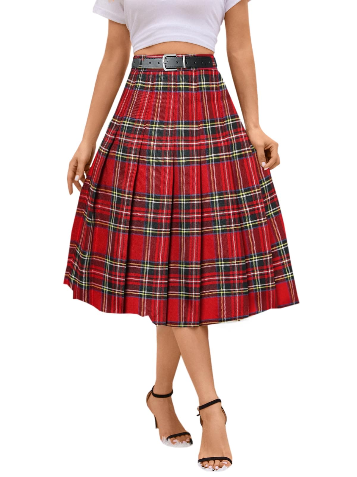 Sangtree Girls A-Line Pleated High Waist Fashion Skirt