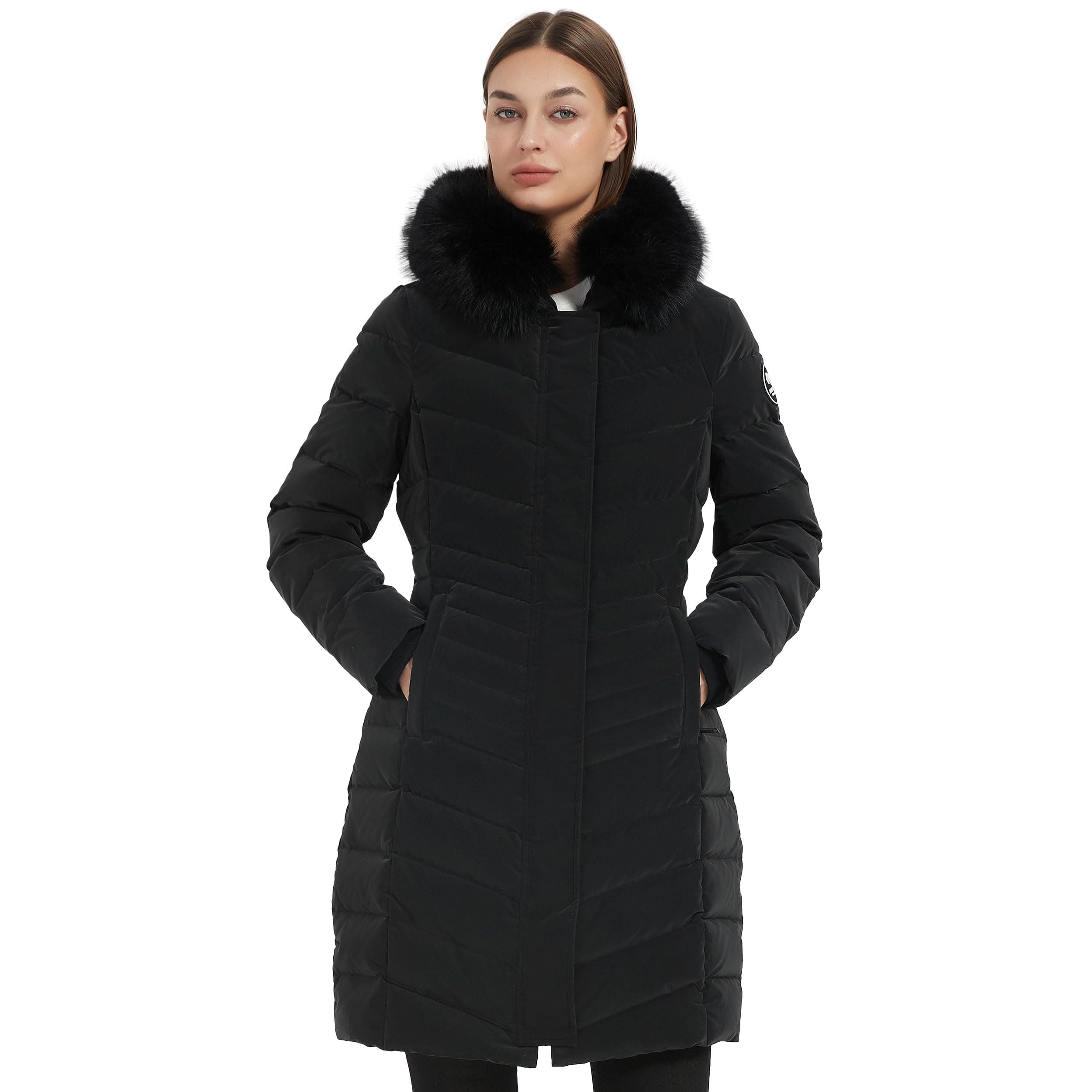 Molemsx Women's Thick Faux Fur Parka Jacket, Warm Hooded Down Alternative XS-XXL