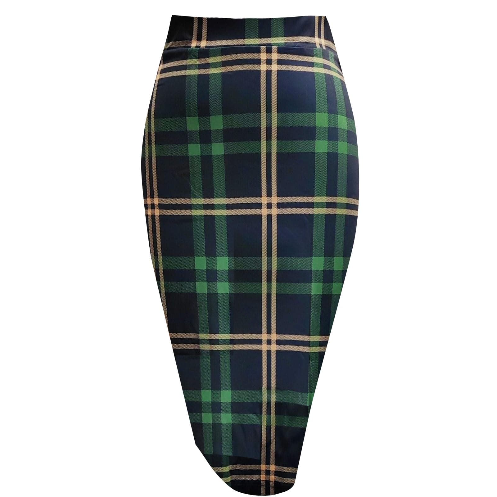 Topdress Women's High Waisted Elastic Pencil Skirt Knee Length Short with Slit