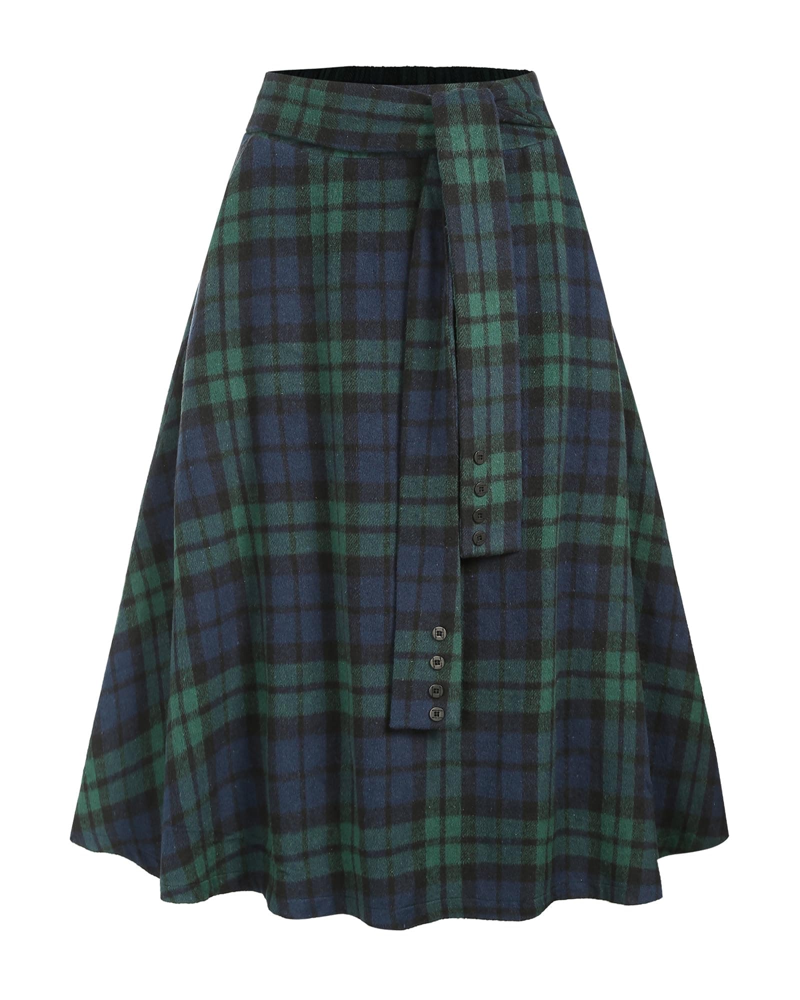 ZAFUL Women's Plaid A-Line Midi Skirt with Pockets