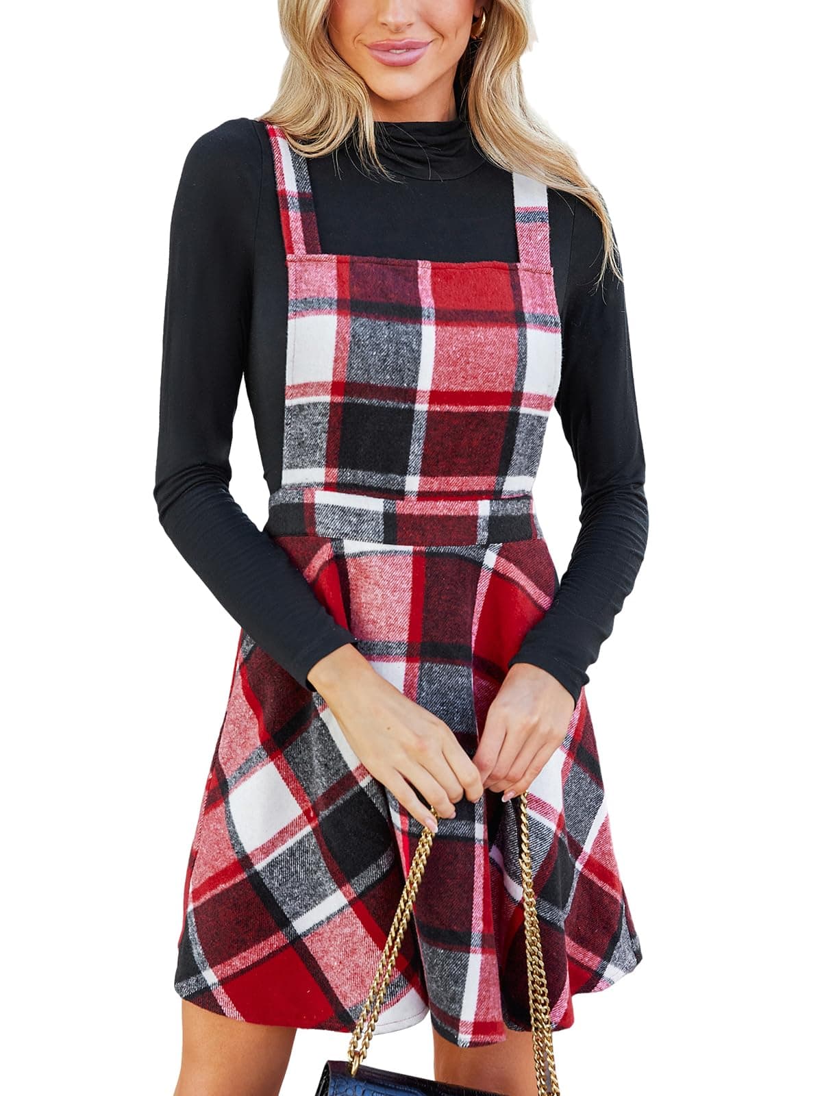 CUPSHE Women's Red Plaid Mini Dress