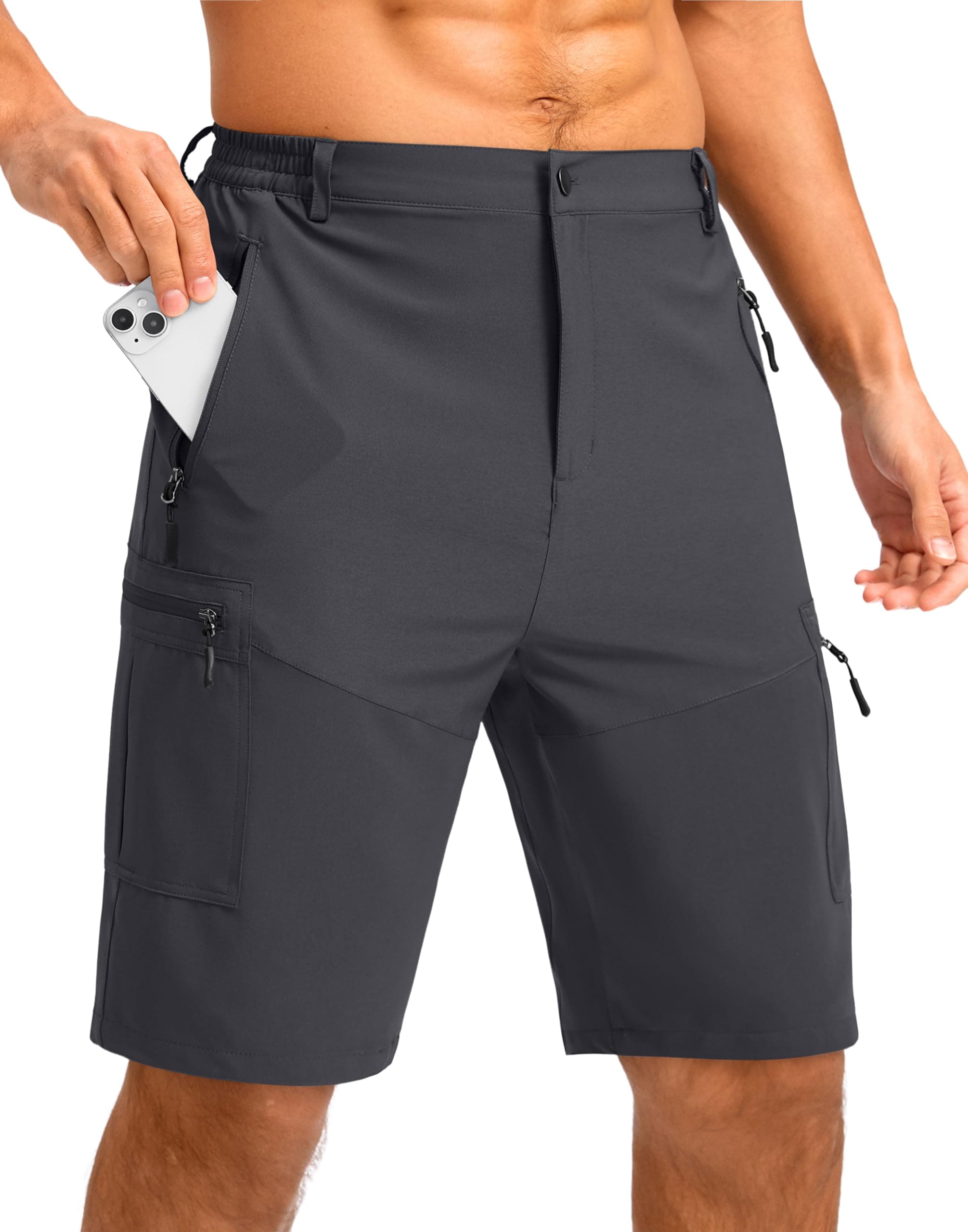 Pudolla Men's Lightweight 11" Cargo Shorts for Summer Travel and Outdoor