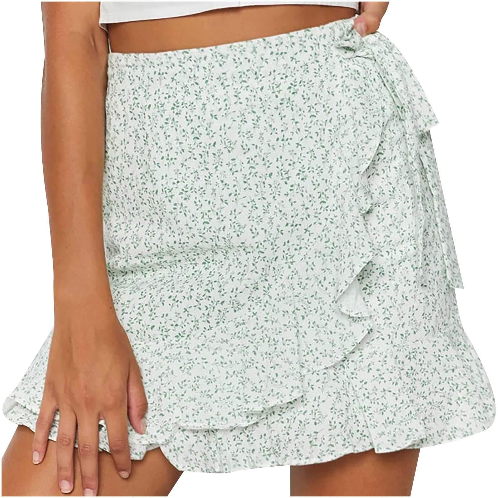 Women's Floral Print Ruffle Beach Skirt