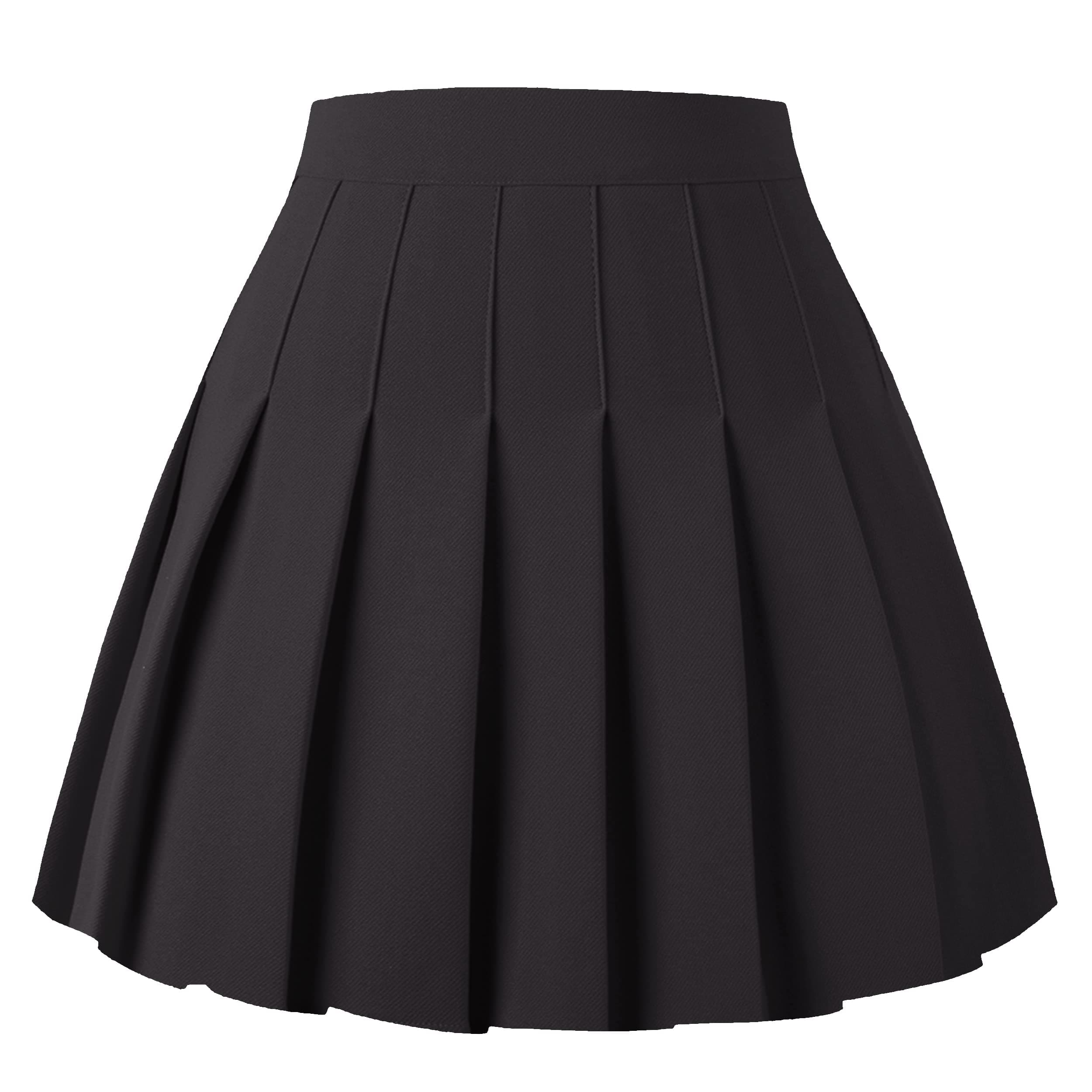 Women's Pleated Mini Skater Skirt - High Waist School Girls Uniform