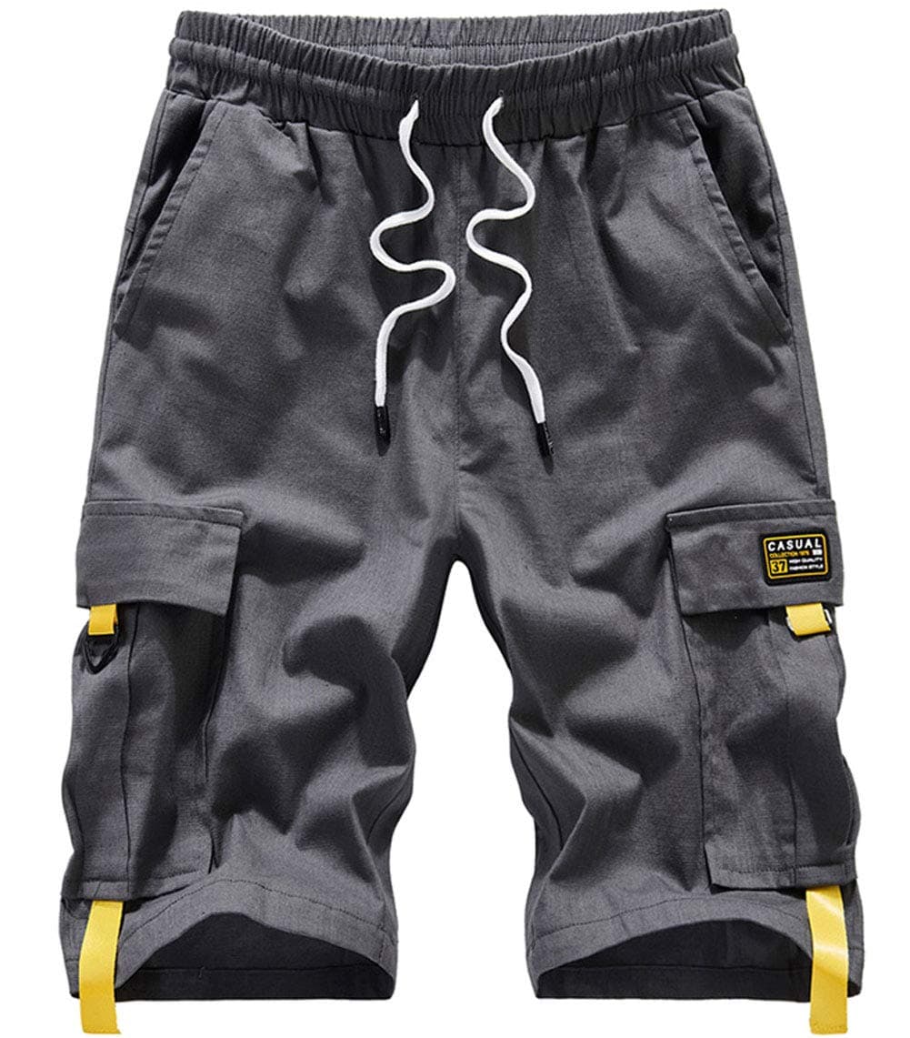 XinYangNi Men's Cargo Shorts Elastic Waist Casual Outdoor Lightweight Work Shorts Multi-Pockets