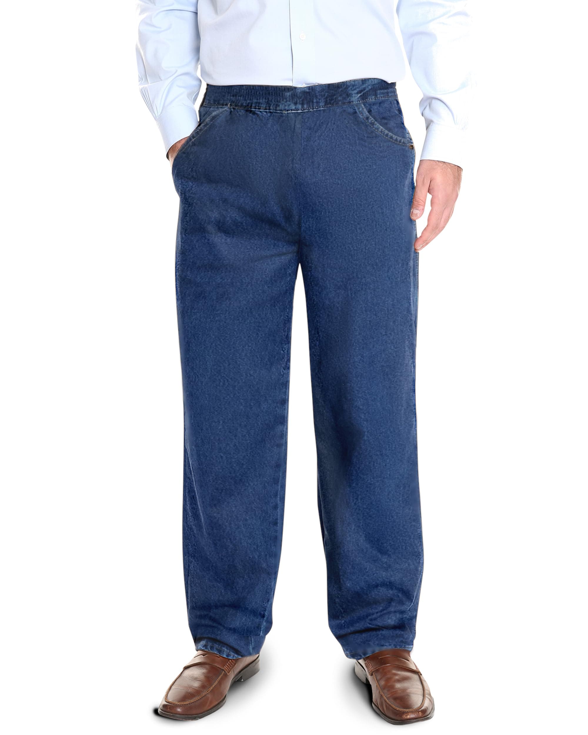 Elastic Waist Pants for Seniors - Relax Fit Jeans for Elderly Men
