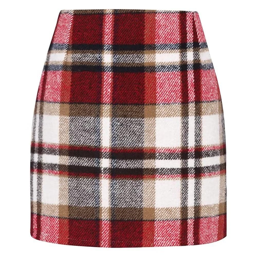 DAYINKEE Women's High Waisted Plaid Bodycon Mini Skirts