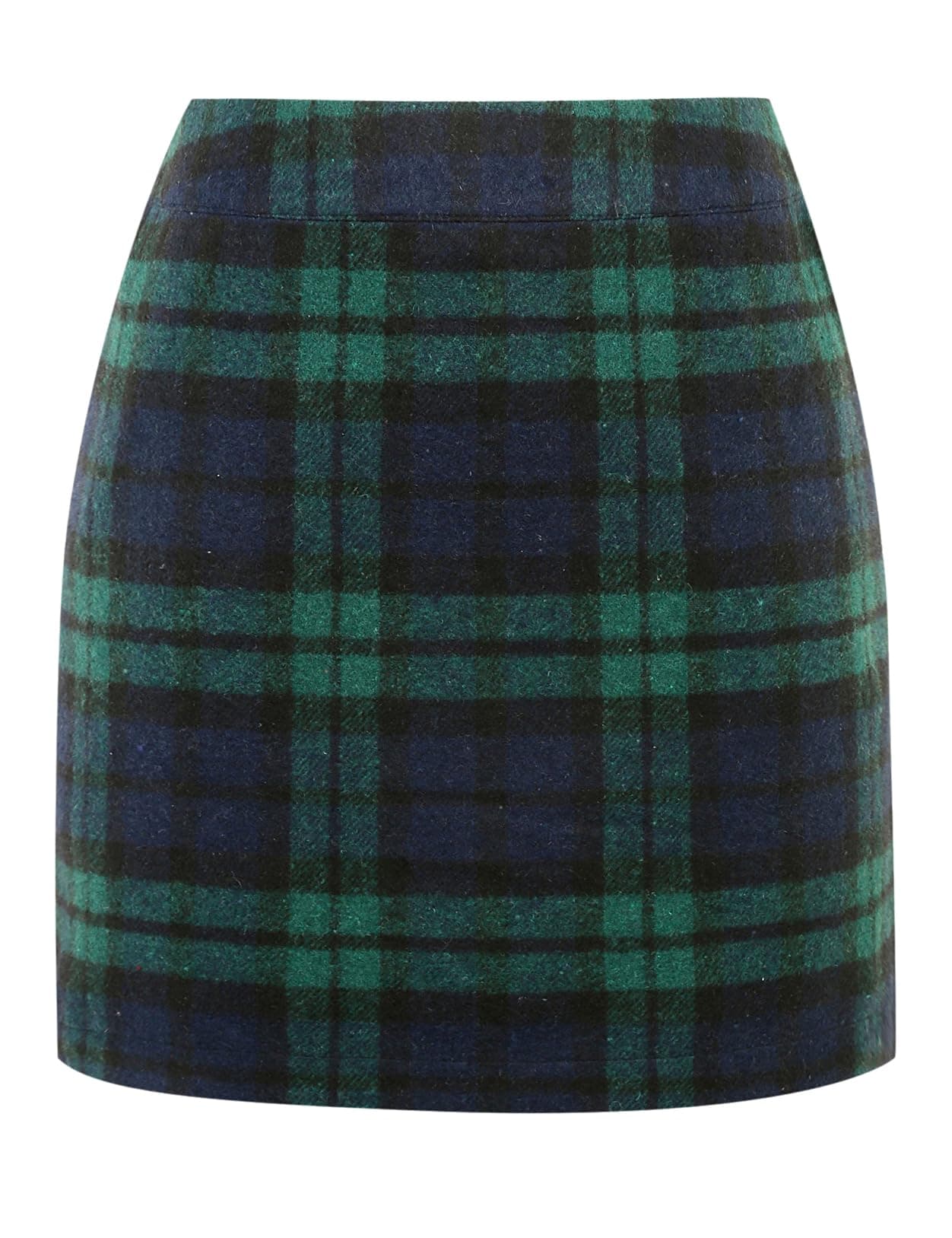 Women's Wool Plaid Mini Skirt with Elastic Waist for Fall and Winter