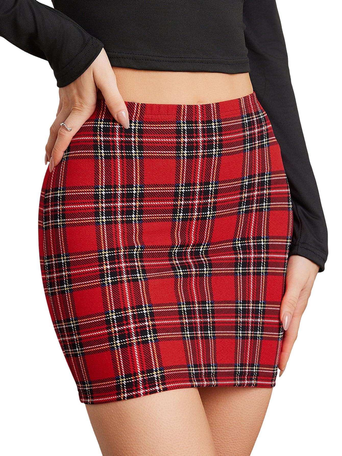 Soly Hux Women's Elastic High-Waist Bodycon Mini Pencil Skirt