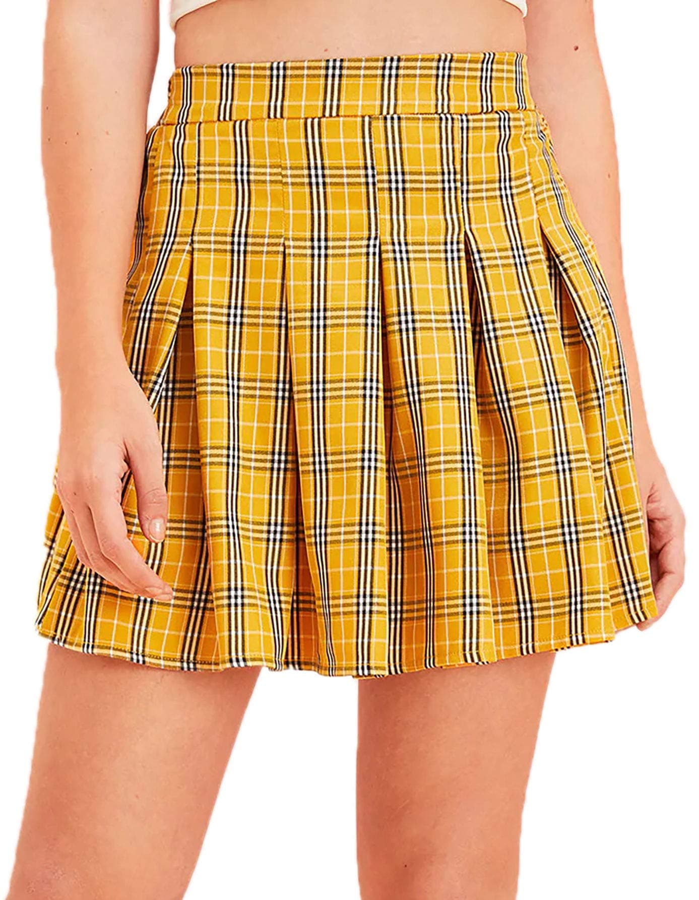 Women's Casual Plaid High Waist A-Line Mini Skirt for WDIRARA