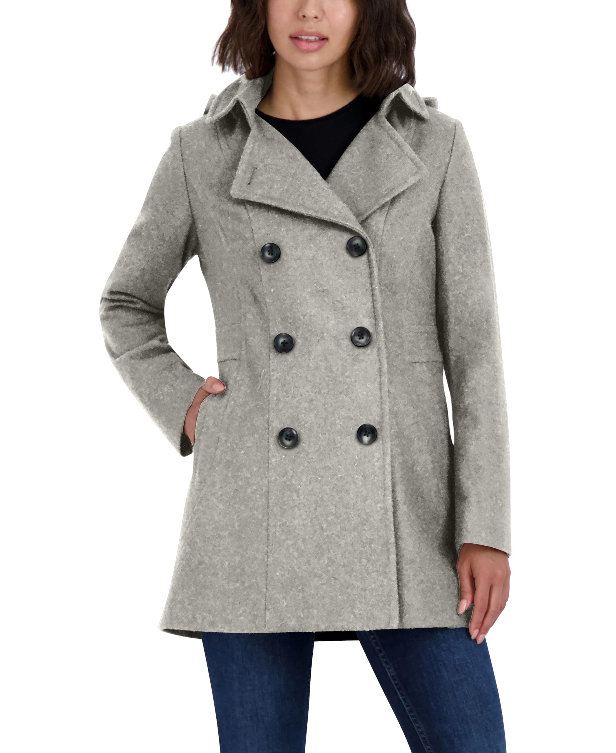 Nautica Women's Double Breasted Peacoat with Hood