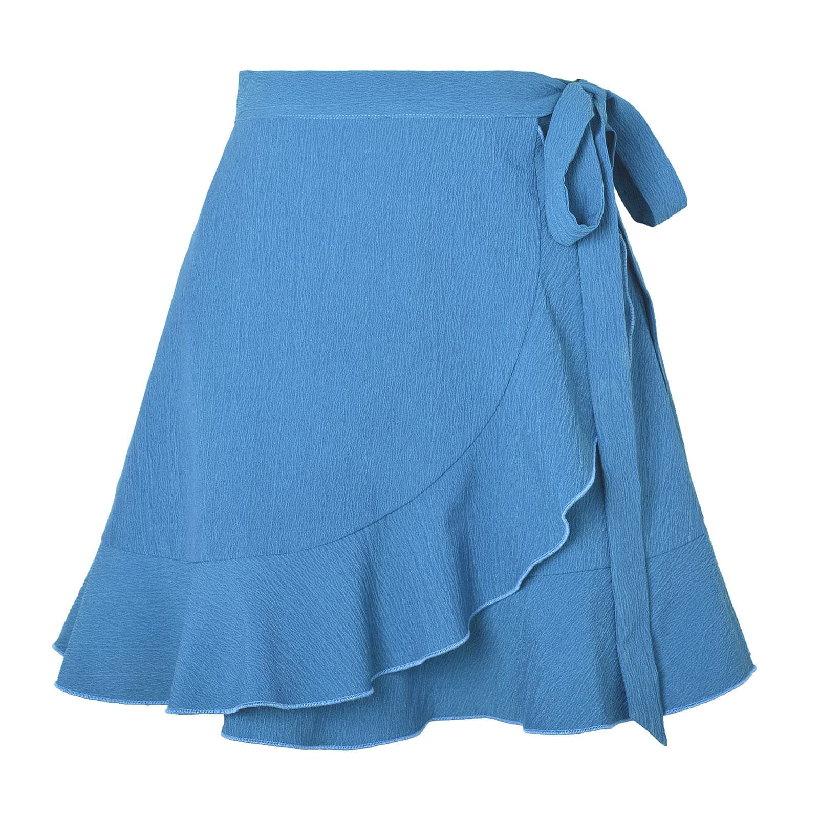 Ruffle Mini Skirt Women's Lace Up Party Skirt Asymmetrical Hem Stretch Skirt