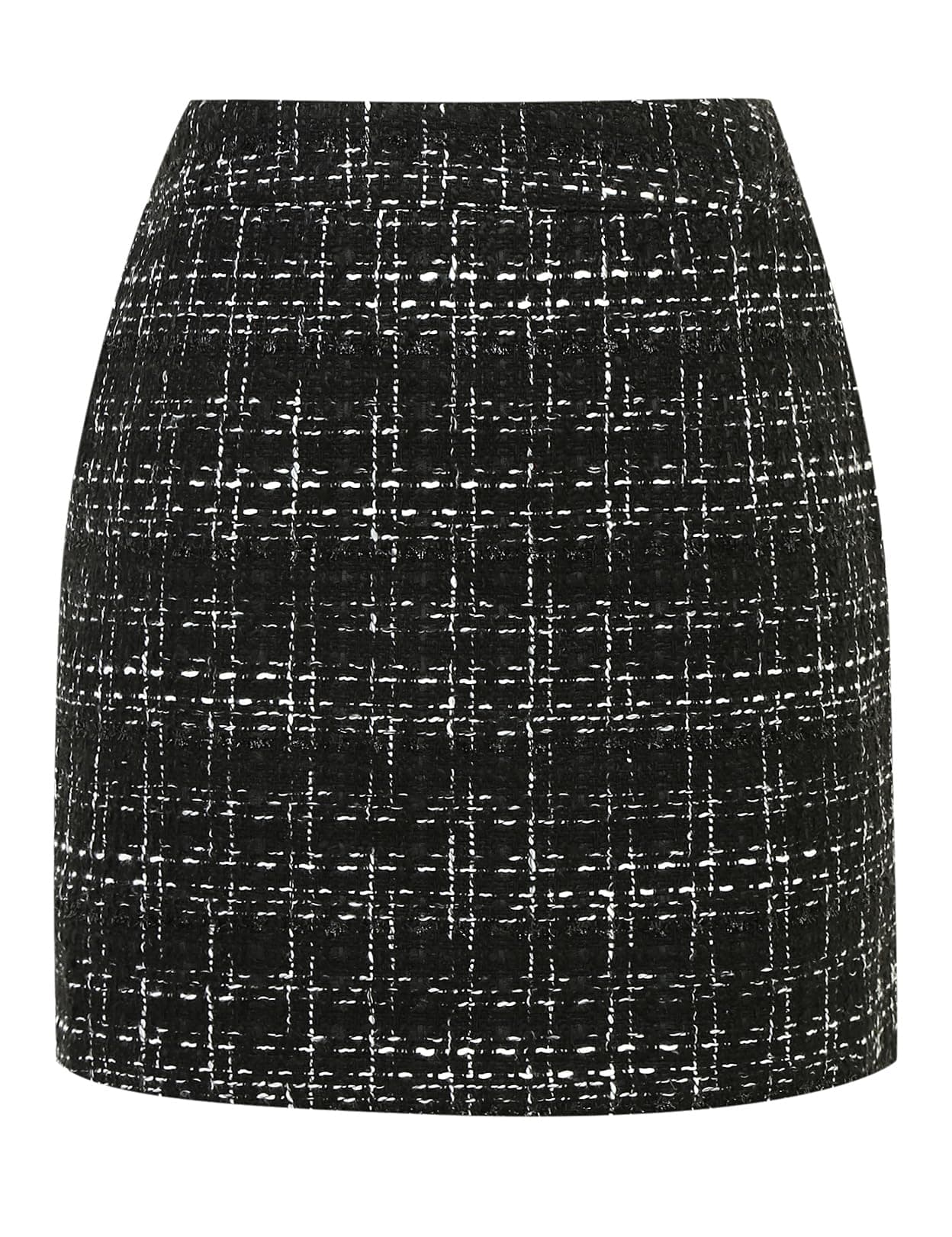 Womens Wool Plaid Mini Skirt with High Elastic Waist for Fall and Winter