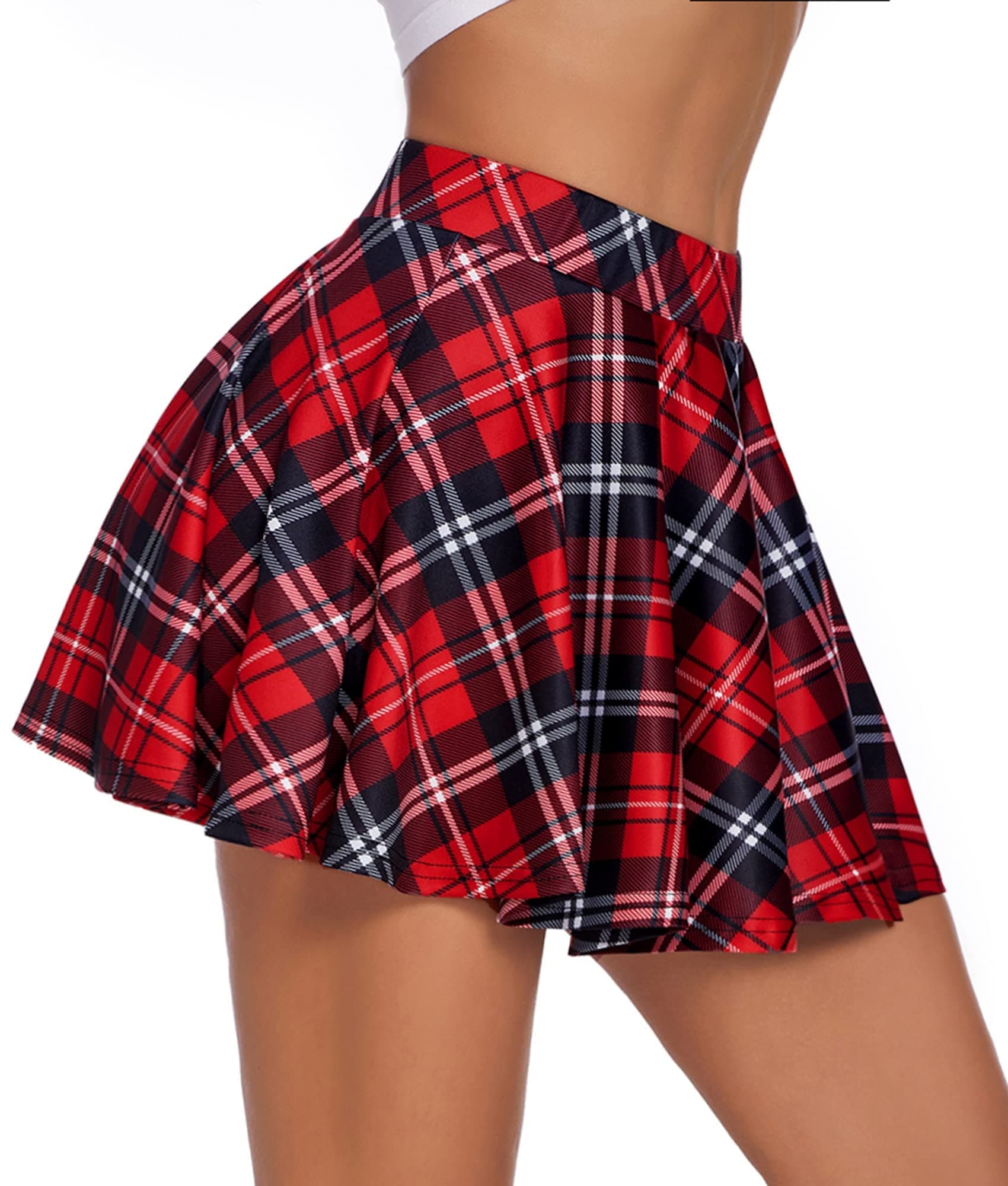 Avidlove Plaid High Waist A-Line Mini Skirt for Schoolgirl
