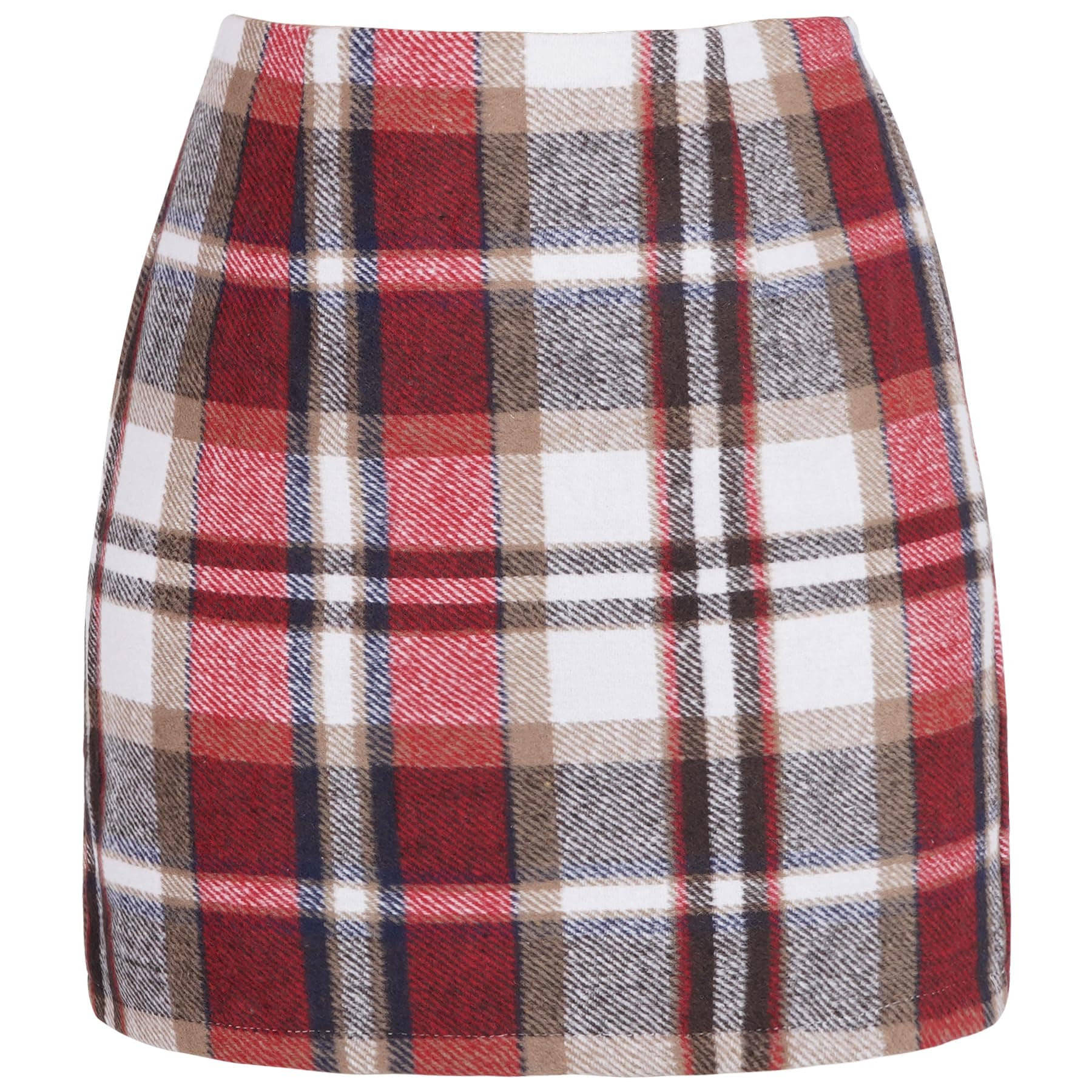 Women's High-Wasted Plaid Wool Bodycon Skirt