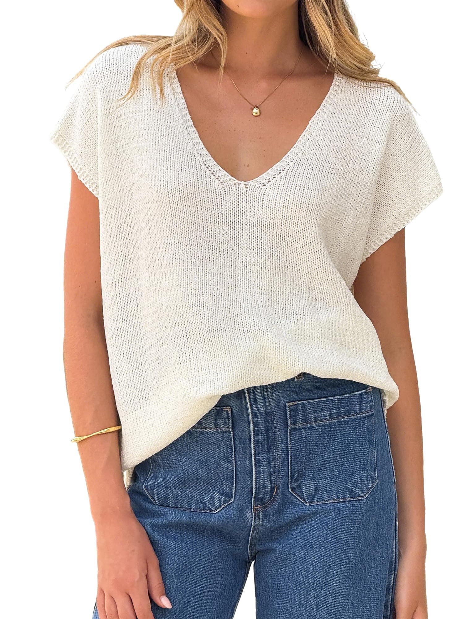 IDEALSANXUN Women's V-Neck Sleeveless Knit Sweater Vest