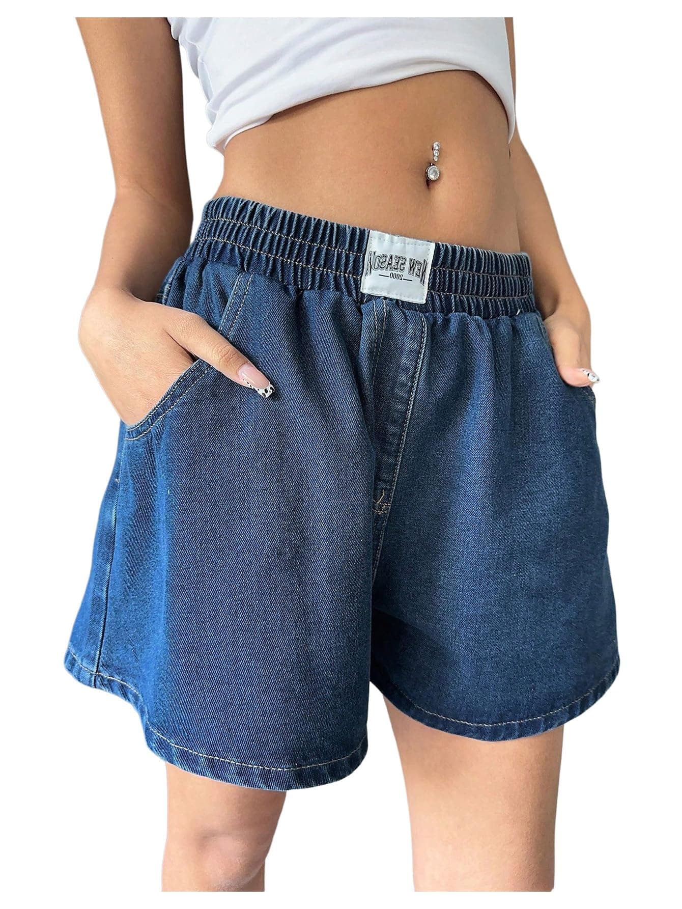 SweatyRocks Women's Y2K High Waist Wide Leg Denim Jean Shorts