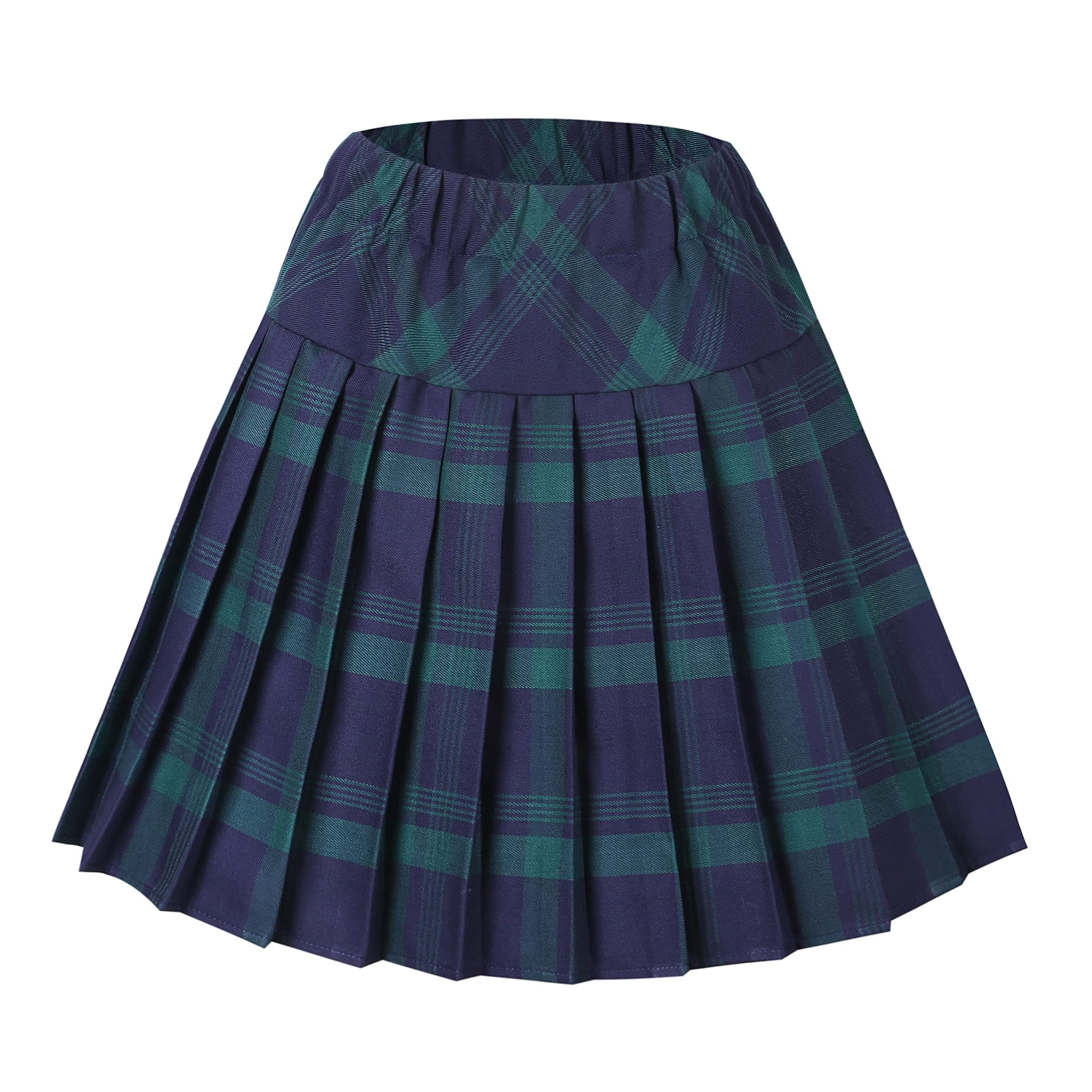 Urban CoCo Women's Elastic Waist Tartan Pleated School Skirt