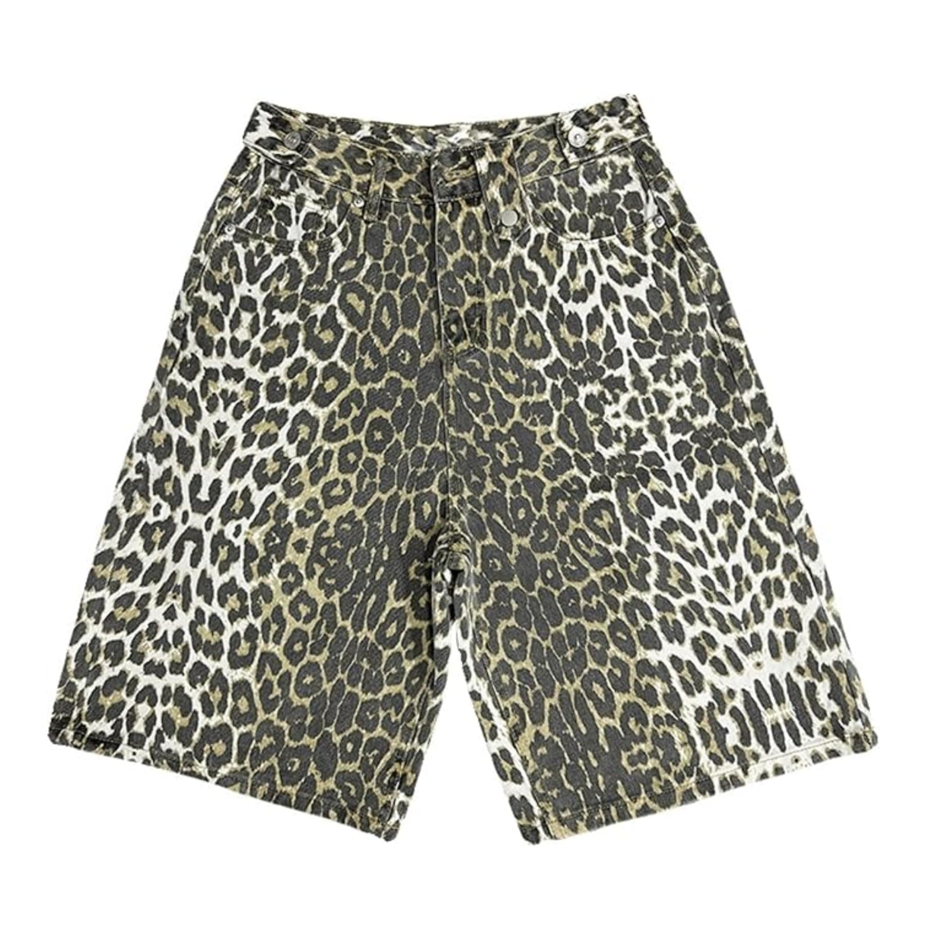 Vintage Y2k Leopard Print Oversized Jean Shorts