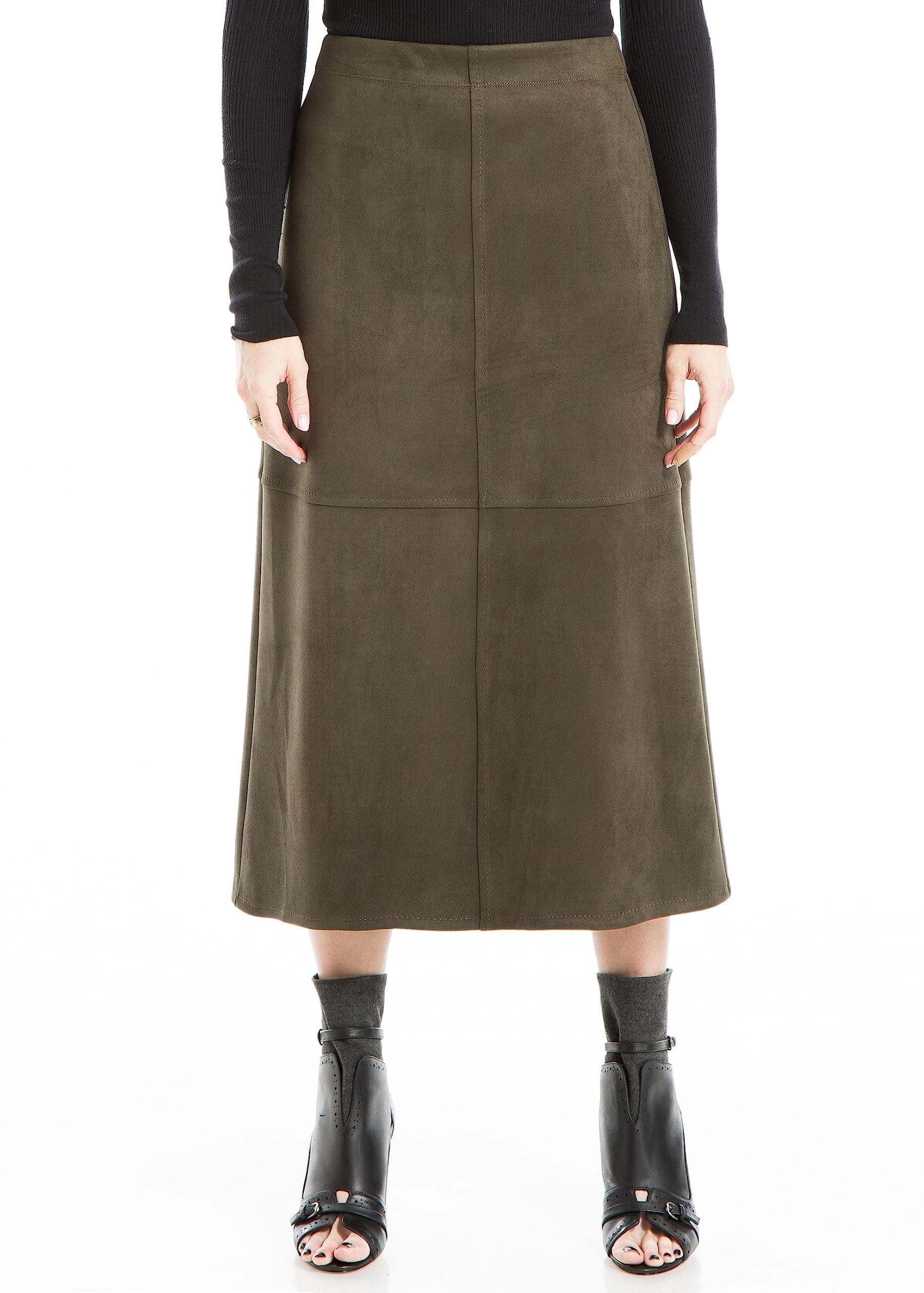 Women's Elastic High Waisted Casual Midi Skirt