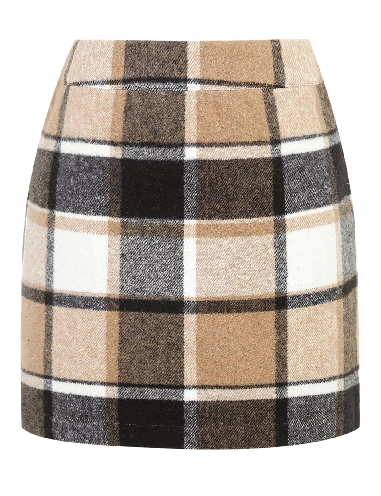 Women's Wool Plaid Mini Skirt - High Elastic Waist for Fall & Winter