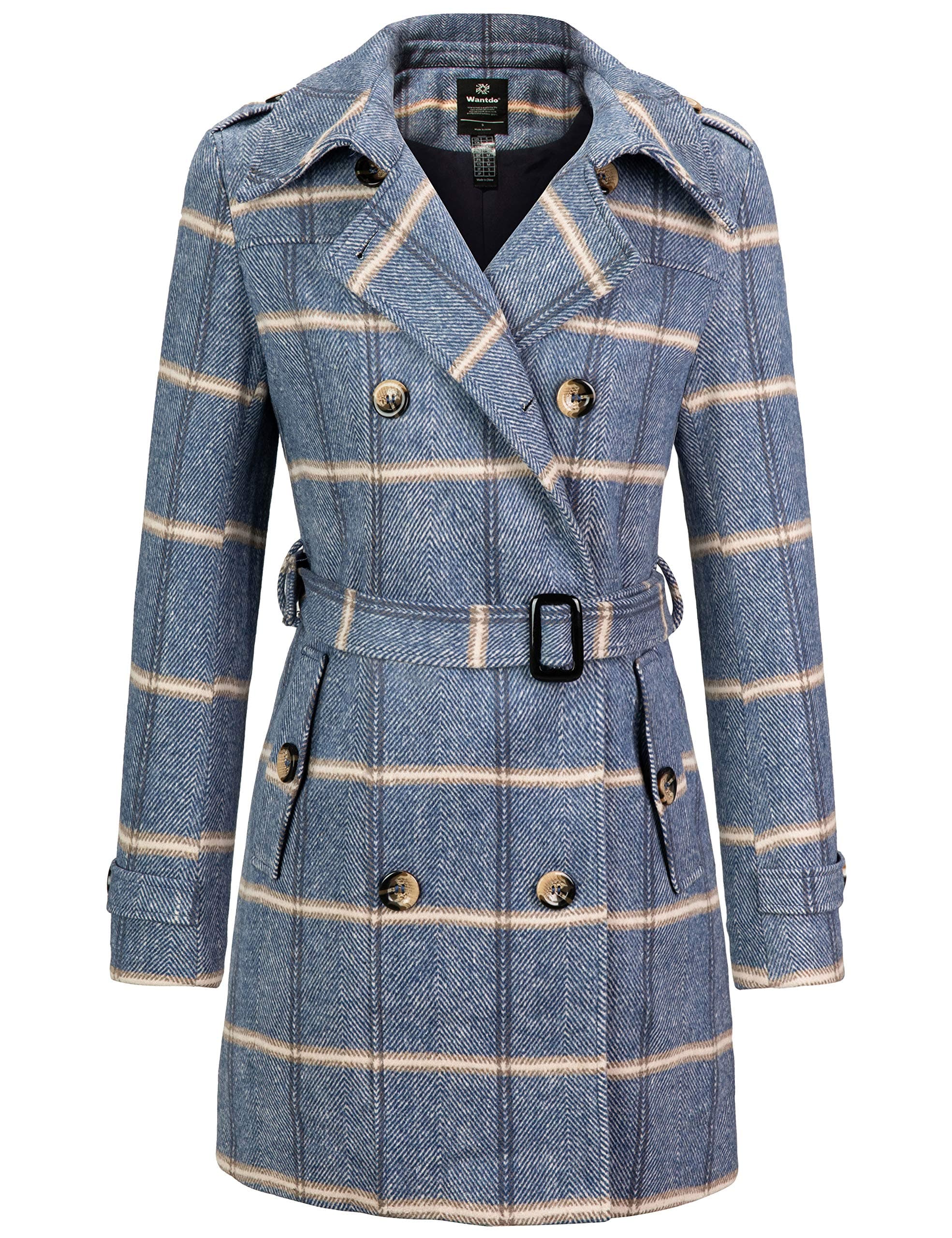 Women's Double Breasted Winter Trench Coat with Belt by Wantdo